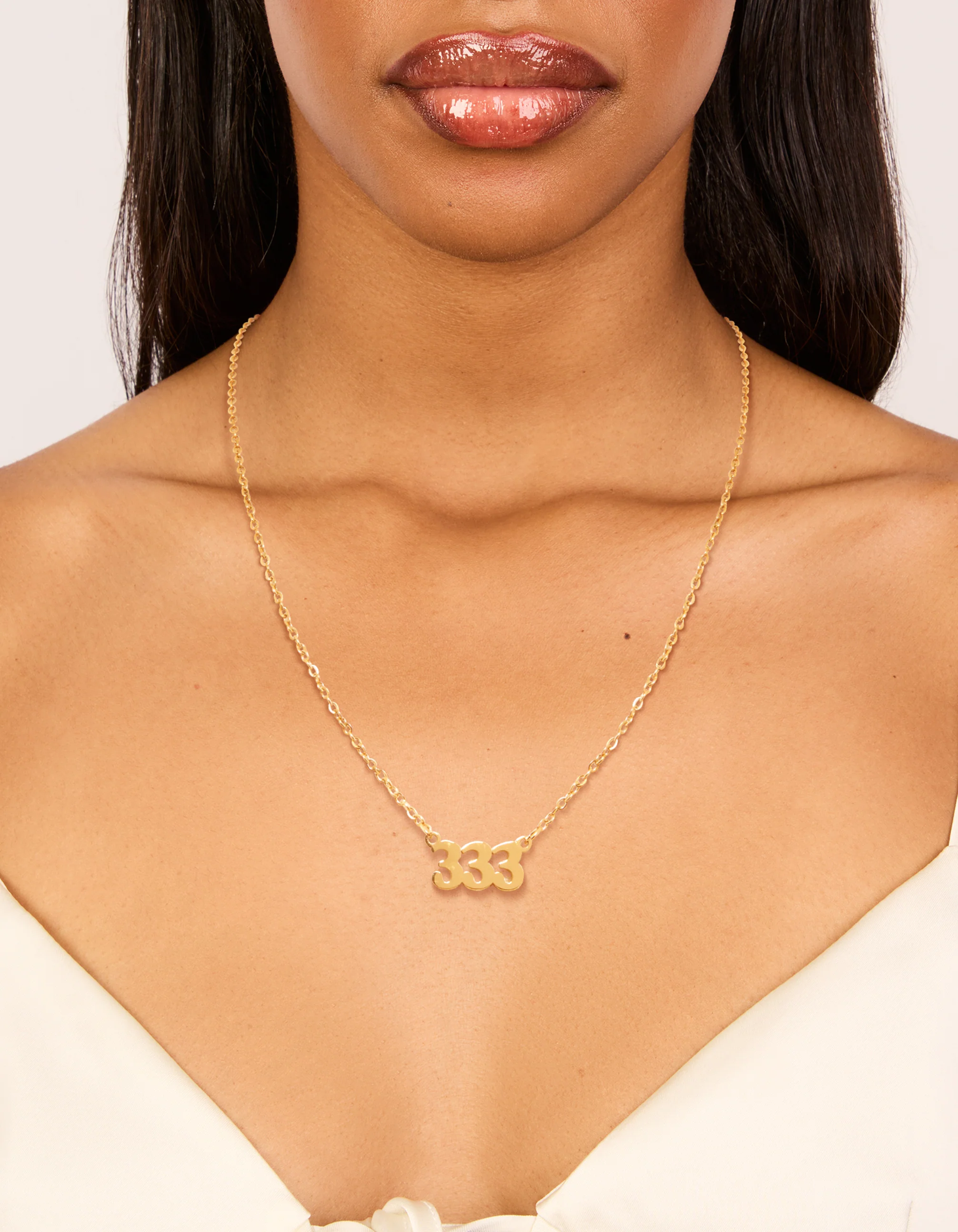 Waterproof Gold Plated Stainless Steel Angel Number 333 Necklace - Image 2