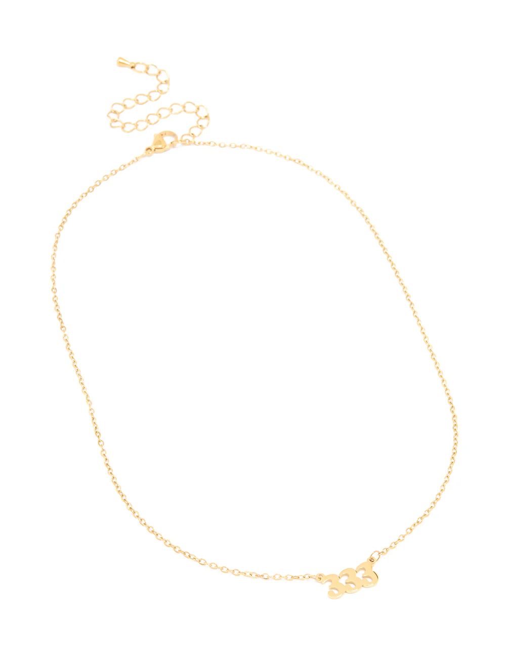 Waterproof Gold Plated Stainless Steel Angel Number 333 Necklace - Image 4
