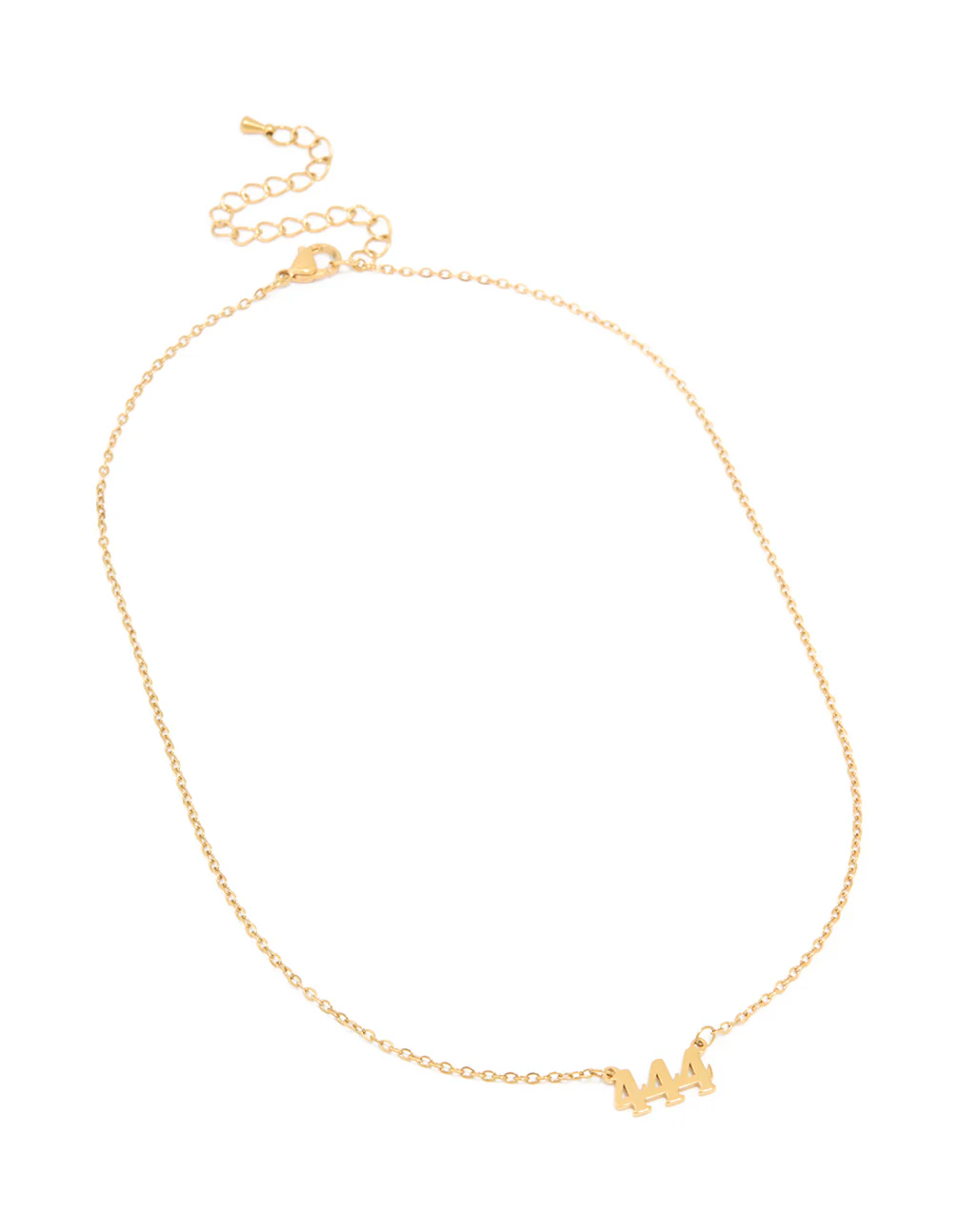 Waterproof Gold Plated Stainless Steel Angel Number 444 Necklace - Image 4