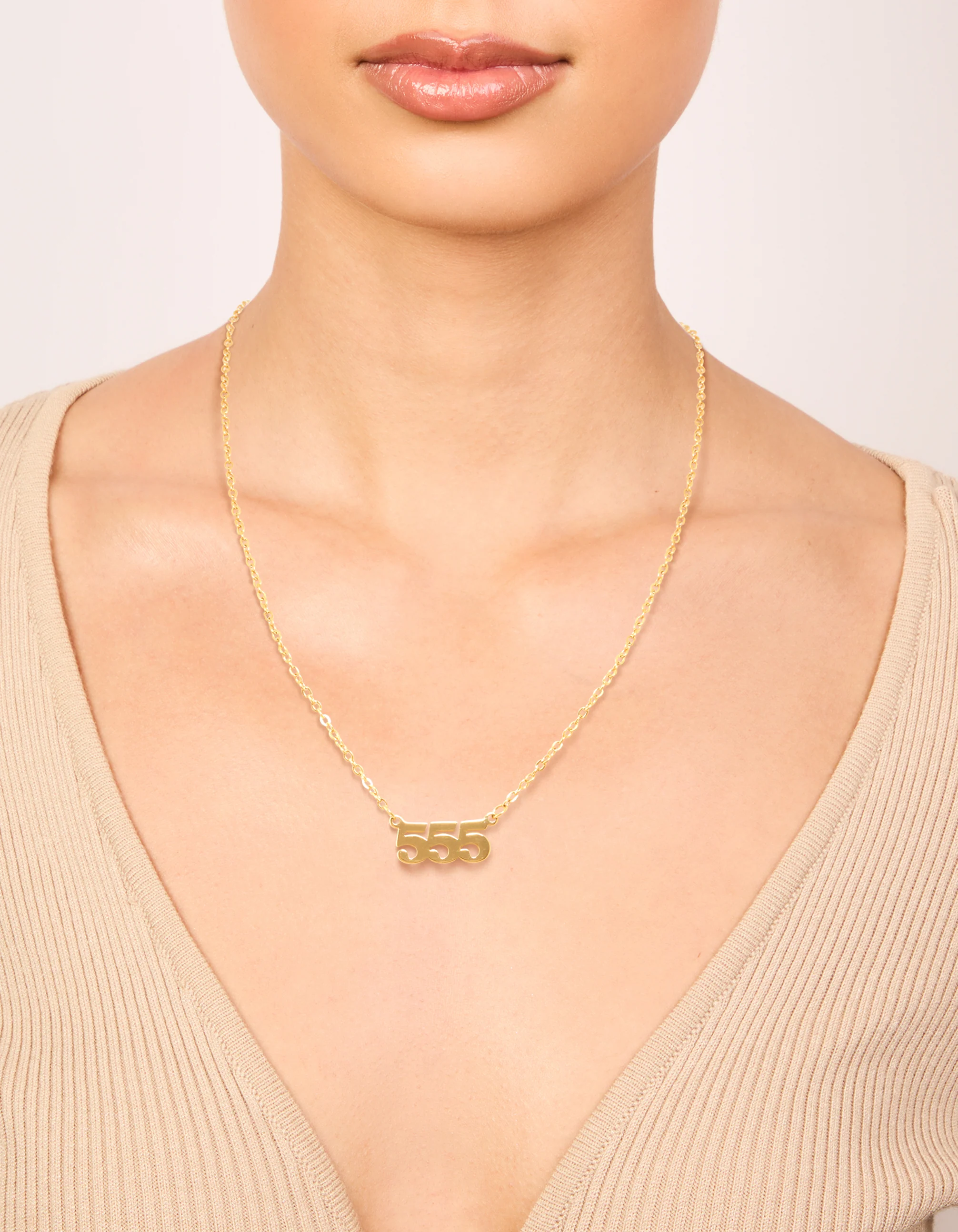 Waterproof Gold Plated Stainless Steel Angel Number 555 Necklace - Image 2