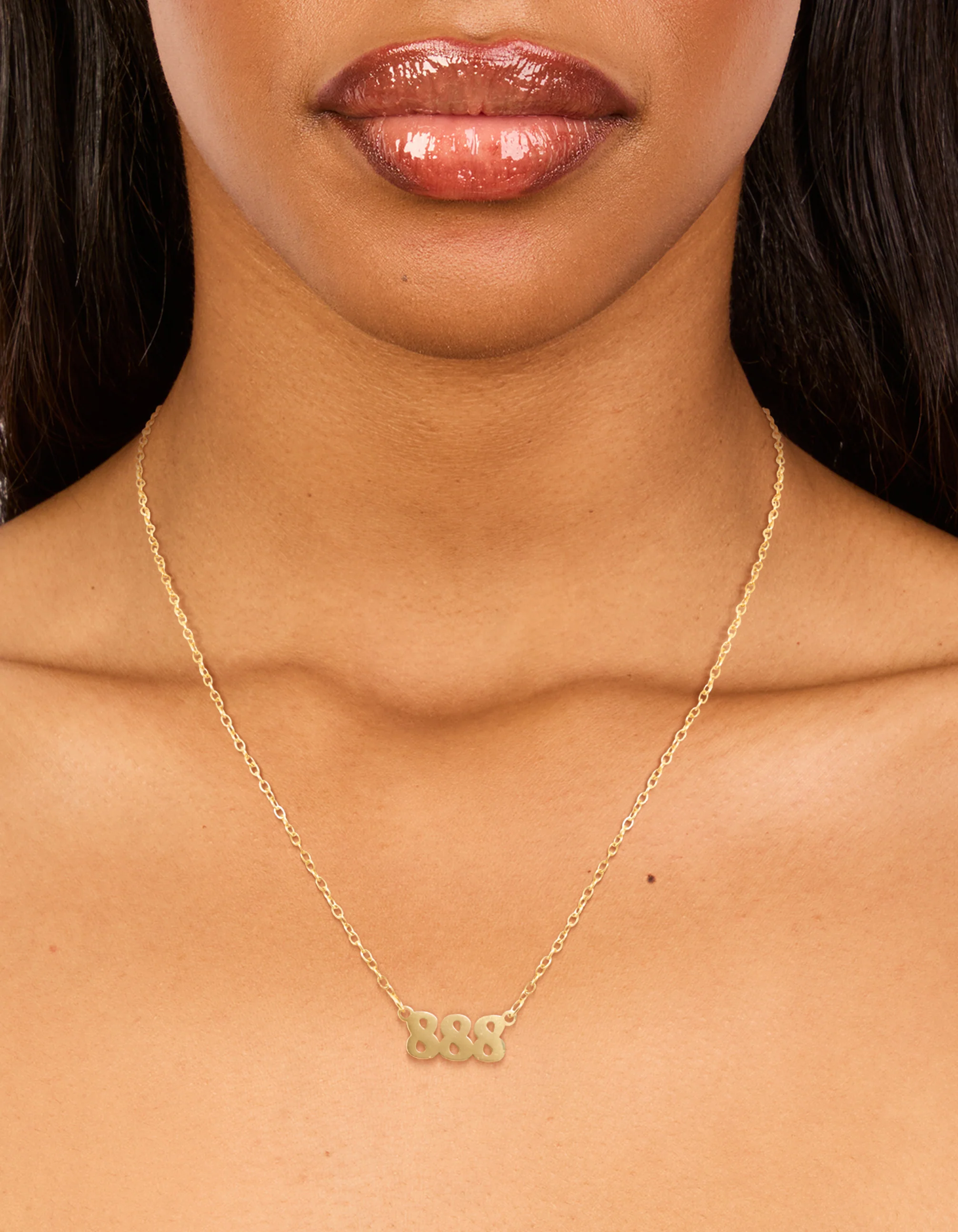 Waterproof Gold Plated Stainless Steel Angel Number 888 Necklace - Image 2