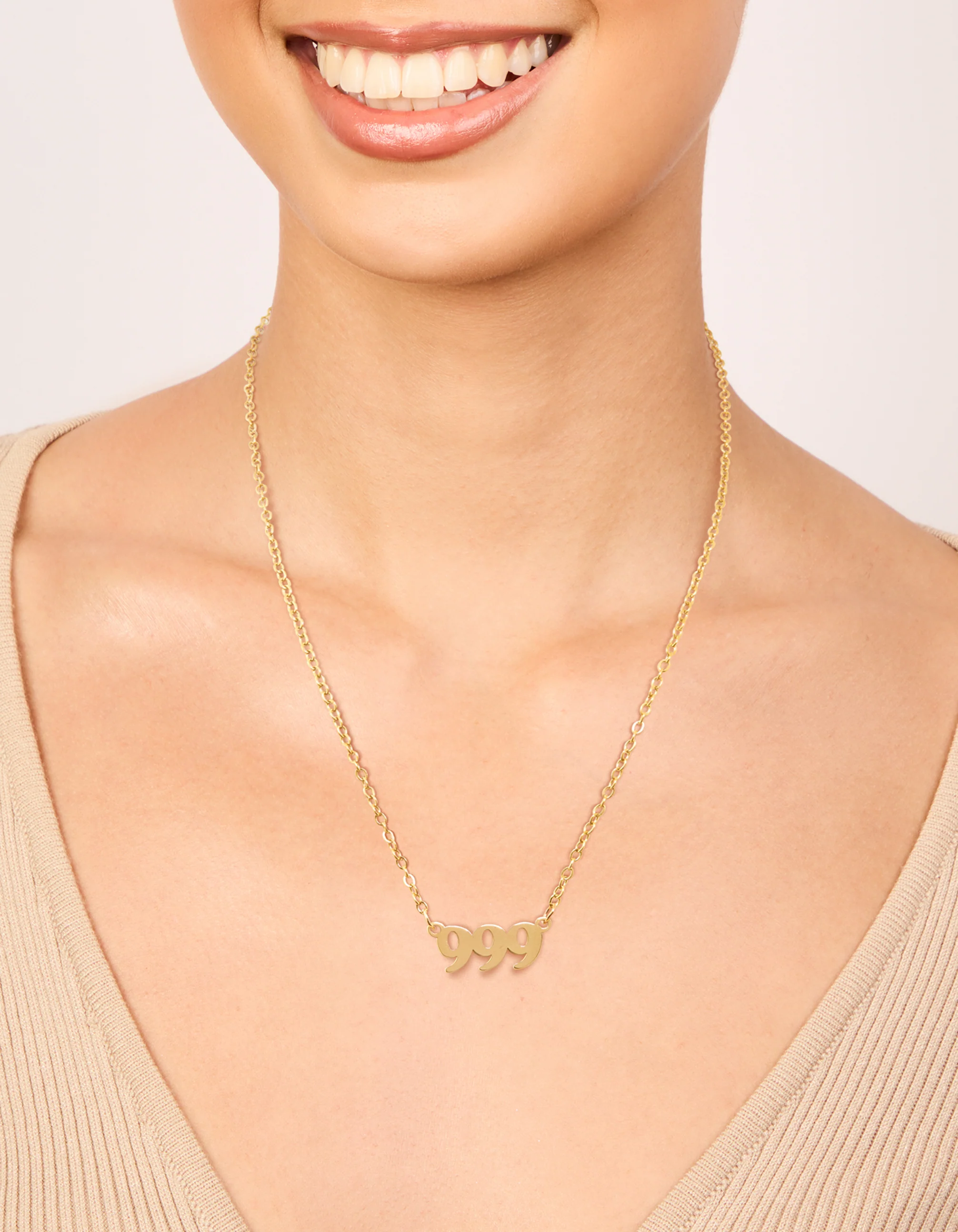 Waterproof Gold Plated Stainless Steel Angel Number 999 Necklace - Image 2