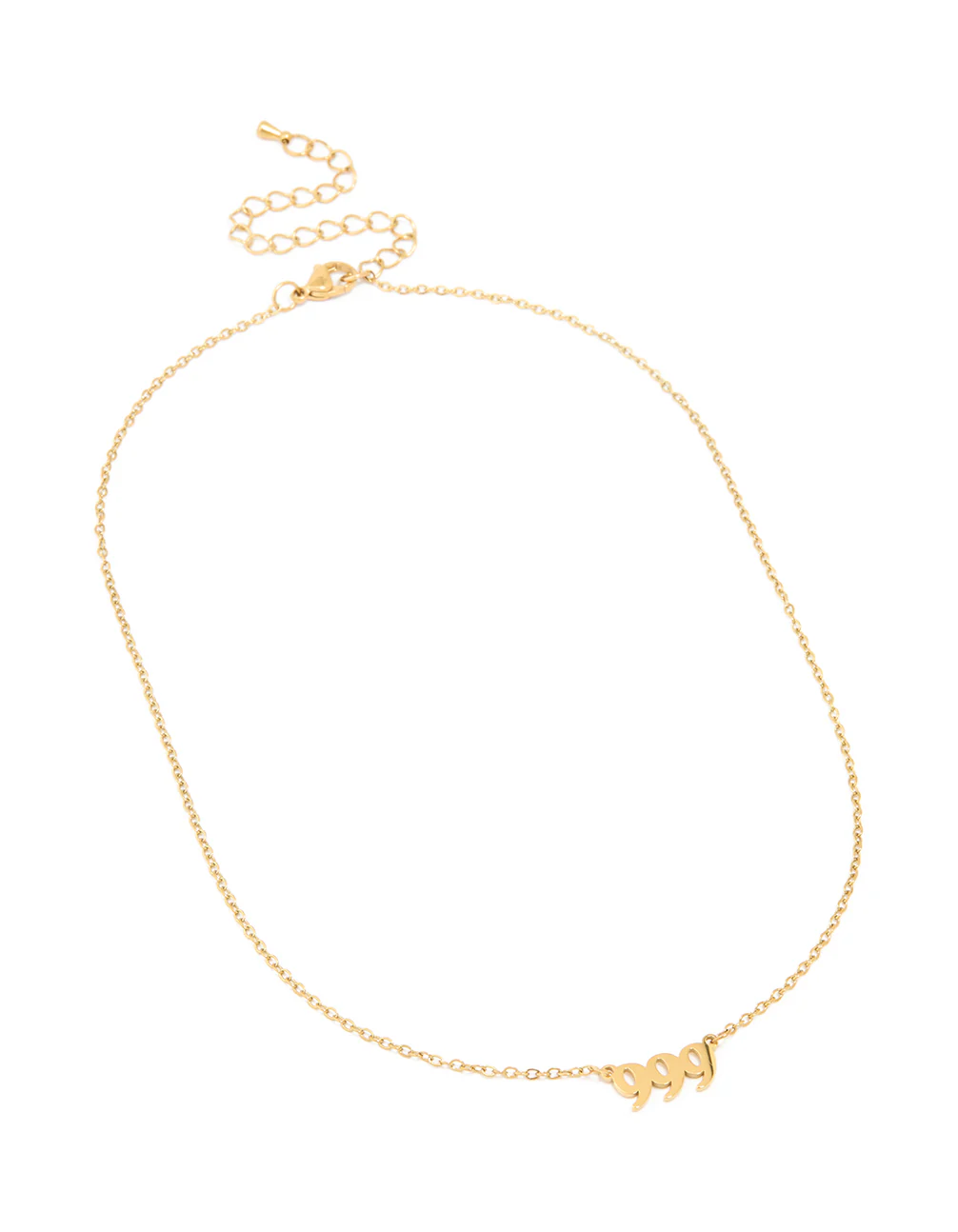Waterproof Gold Plated Stainless Steel Angel Number 999 Necklace - Image 4