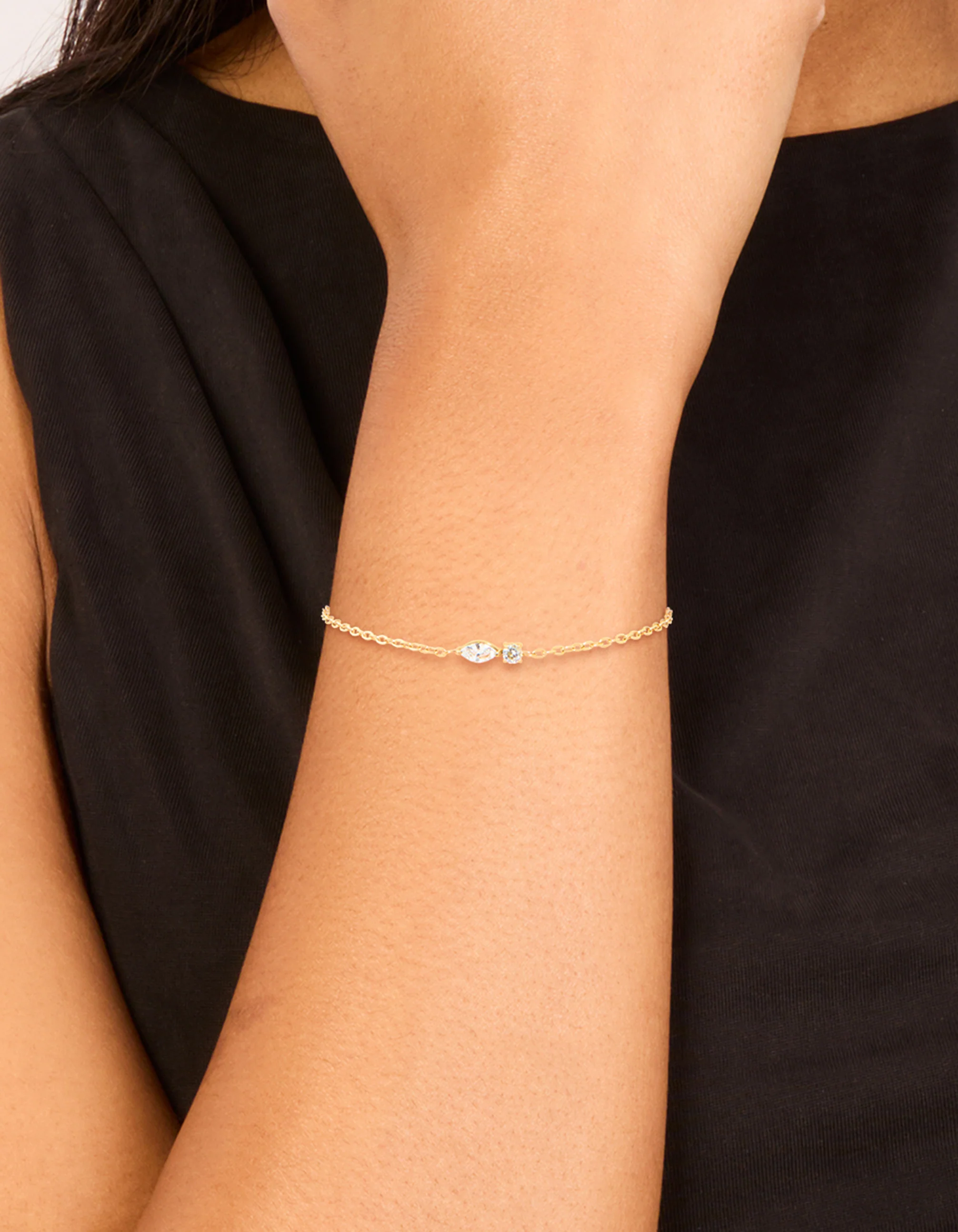 Waterproof Gold Plated Stainless Steel April Cubic Zirconia Birthstone Bracelet - Image 2