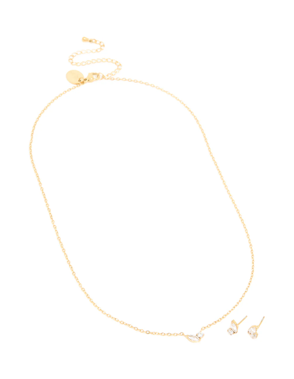 Waterproof Gold Plated Stainless Steel April Cubic Zirconia Birthstone Necklace & Earrings Set - Image 2