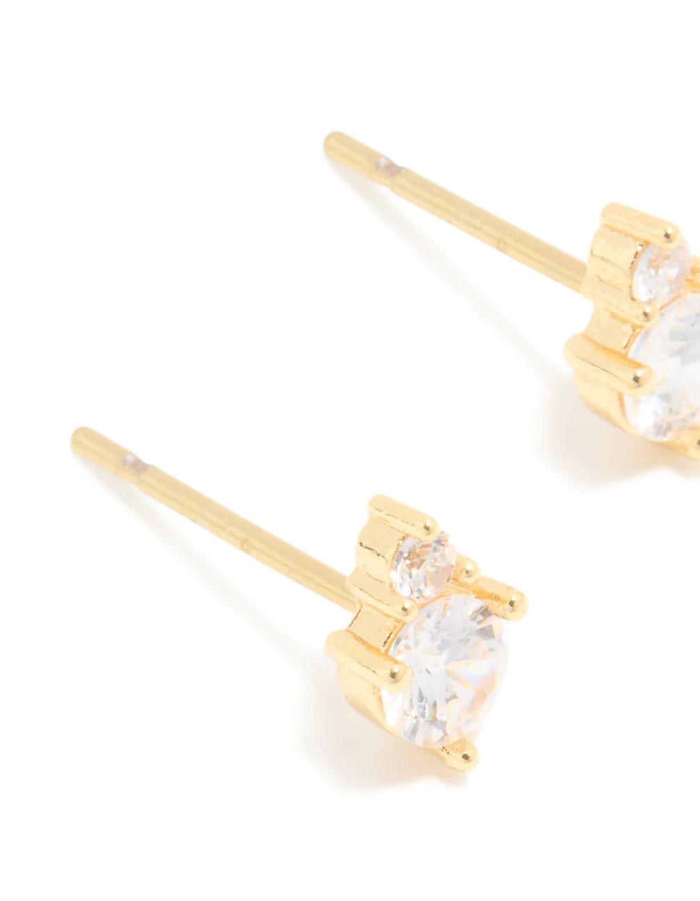Waterproof Gold Plated Stainless Steel April Cubic Zirconia Duo Stud Earrings - Image 4