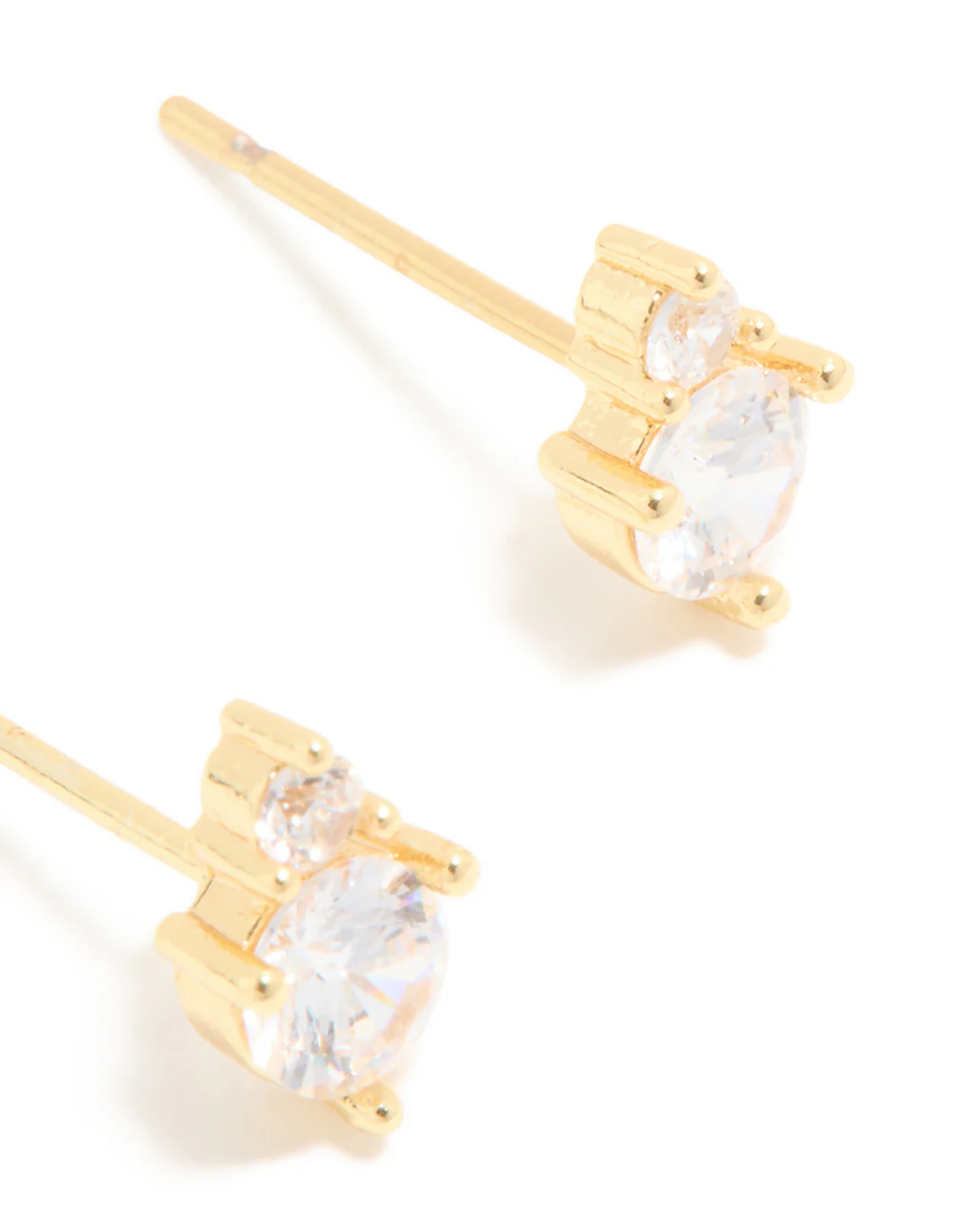 Waterproof Gold Plated Stainless Steel April Cubic Zirconia Duo Stud Earrings - Image 5
