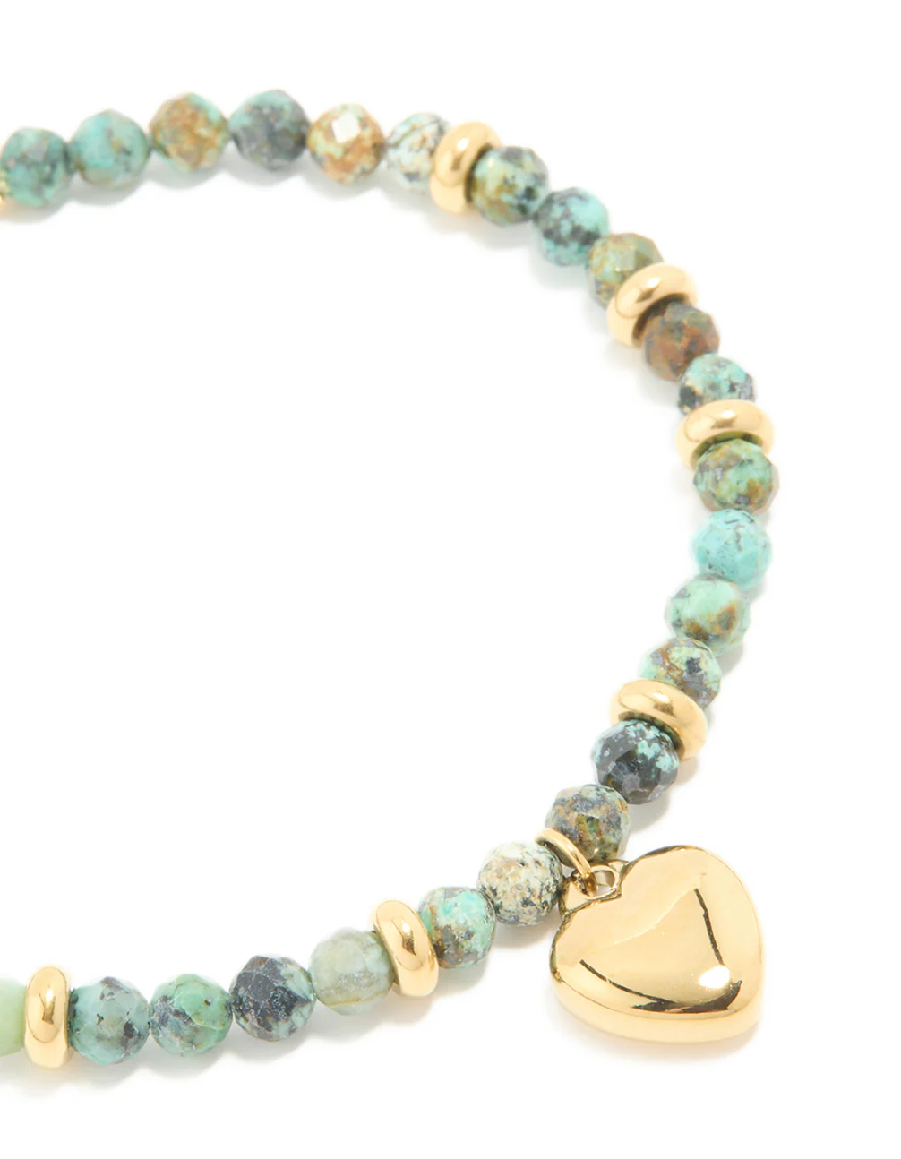 Waterproof Gold Plated Stainless Steel Aqua Semi Precious Stone Chunky Heart Bracelet - Image 4