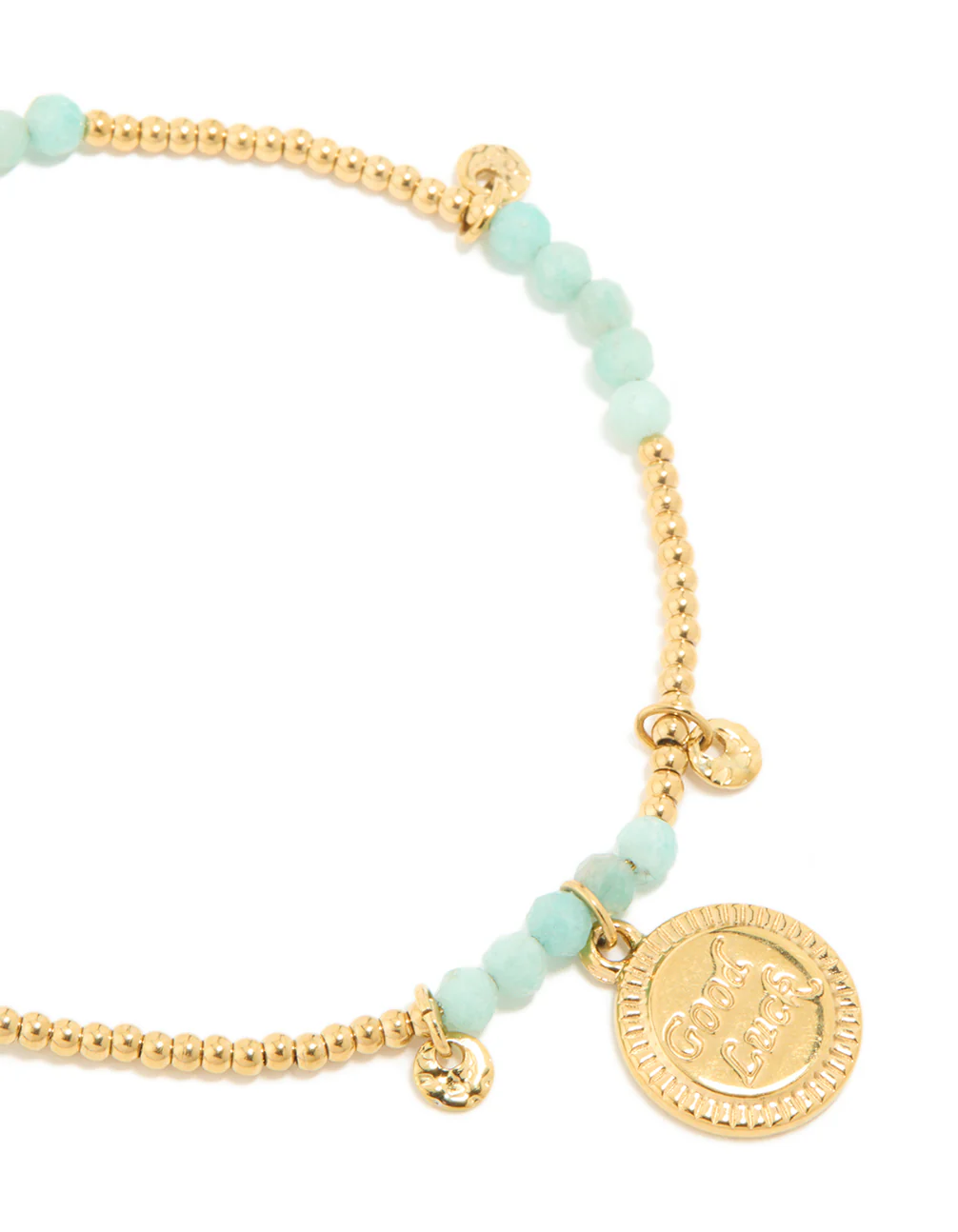 Waterproof Gold Plated Stainless Steel Aquamarine Semi Precious Lucky Bracelet - Image 4