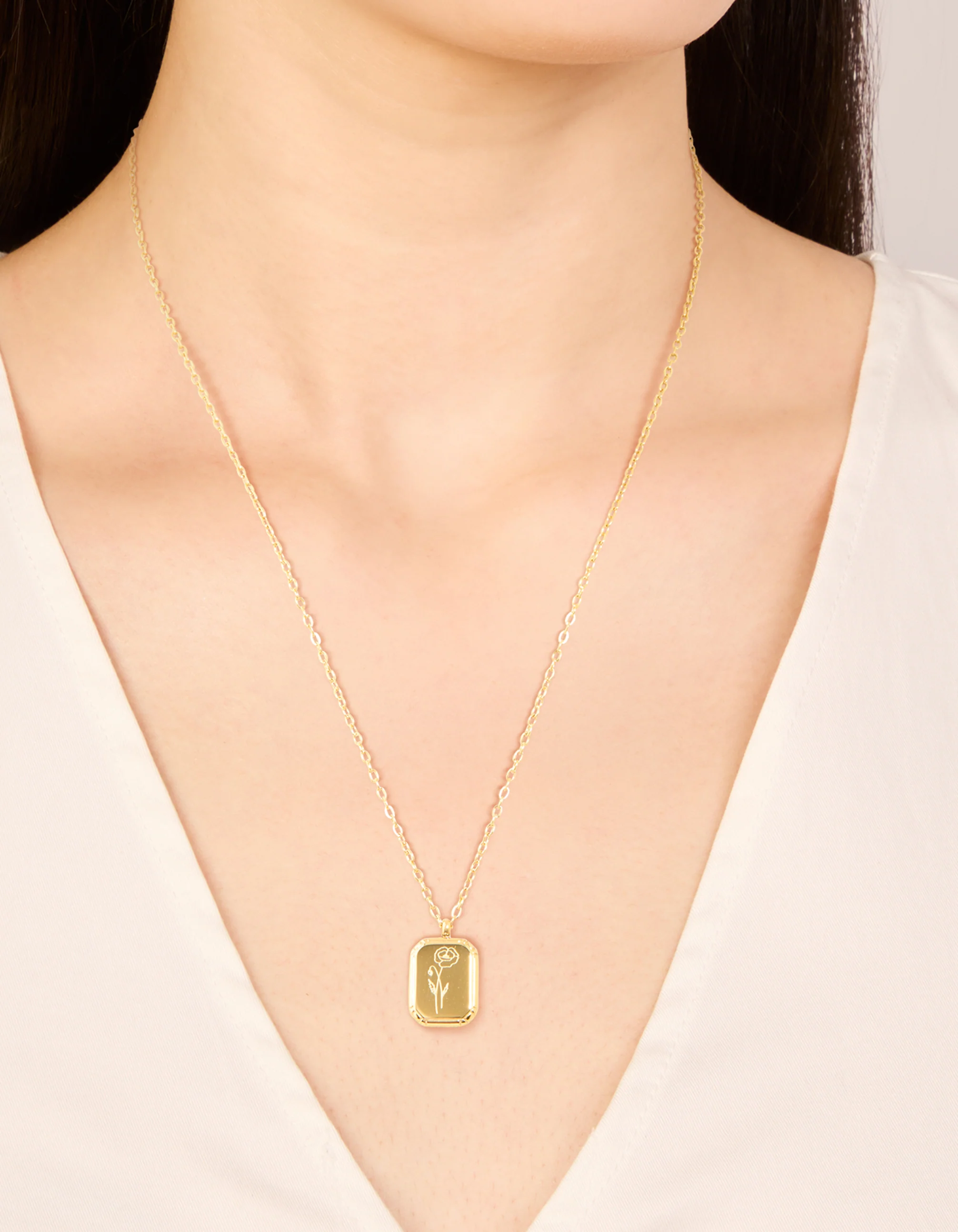 Waterproof Gold Plated Stainless Steel August Birth Flower Poppy Necklace - Image 2