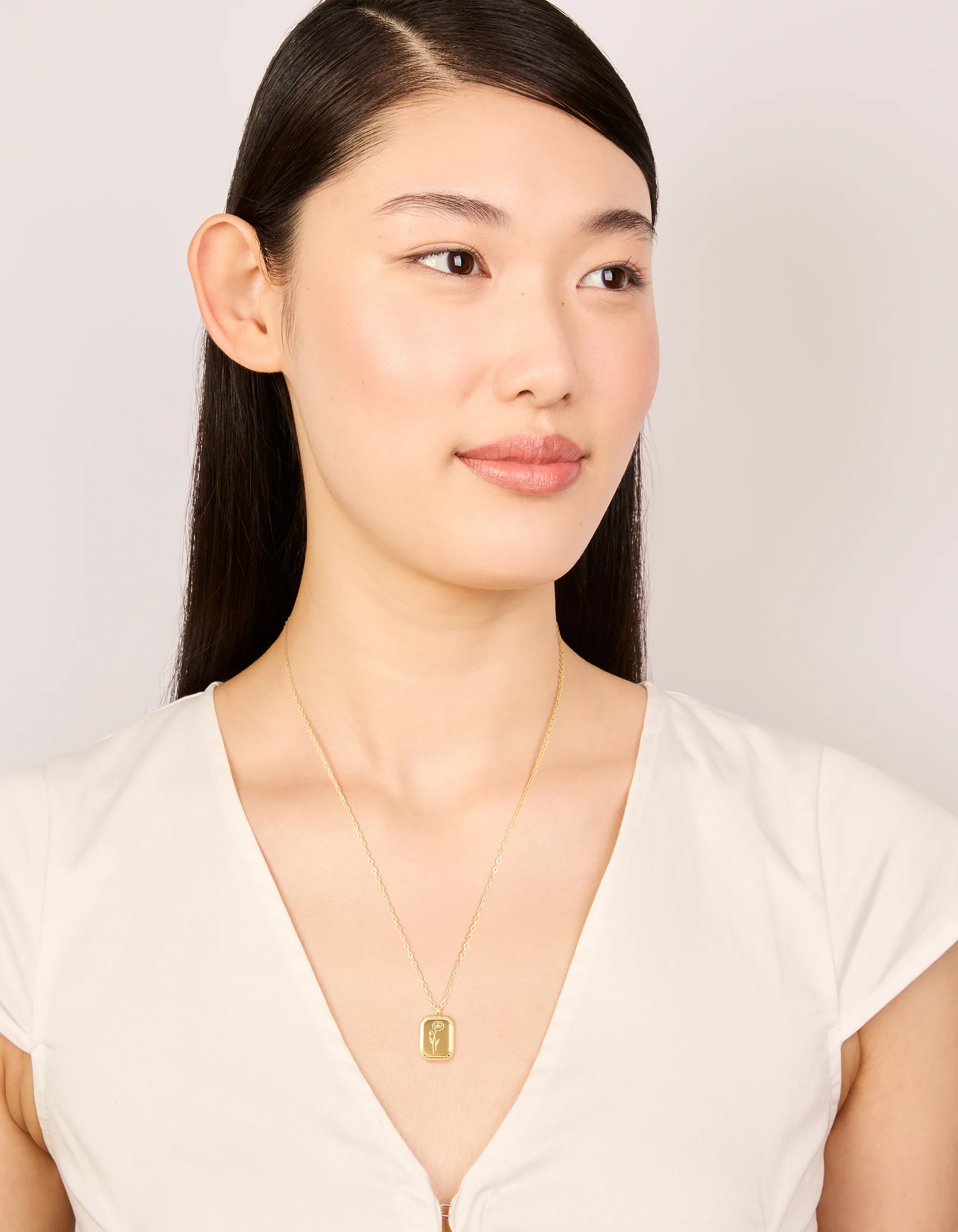 Waterproof Gold Plated Stainless Steel August Birth Flower Poppy Necklace - Image 3