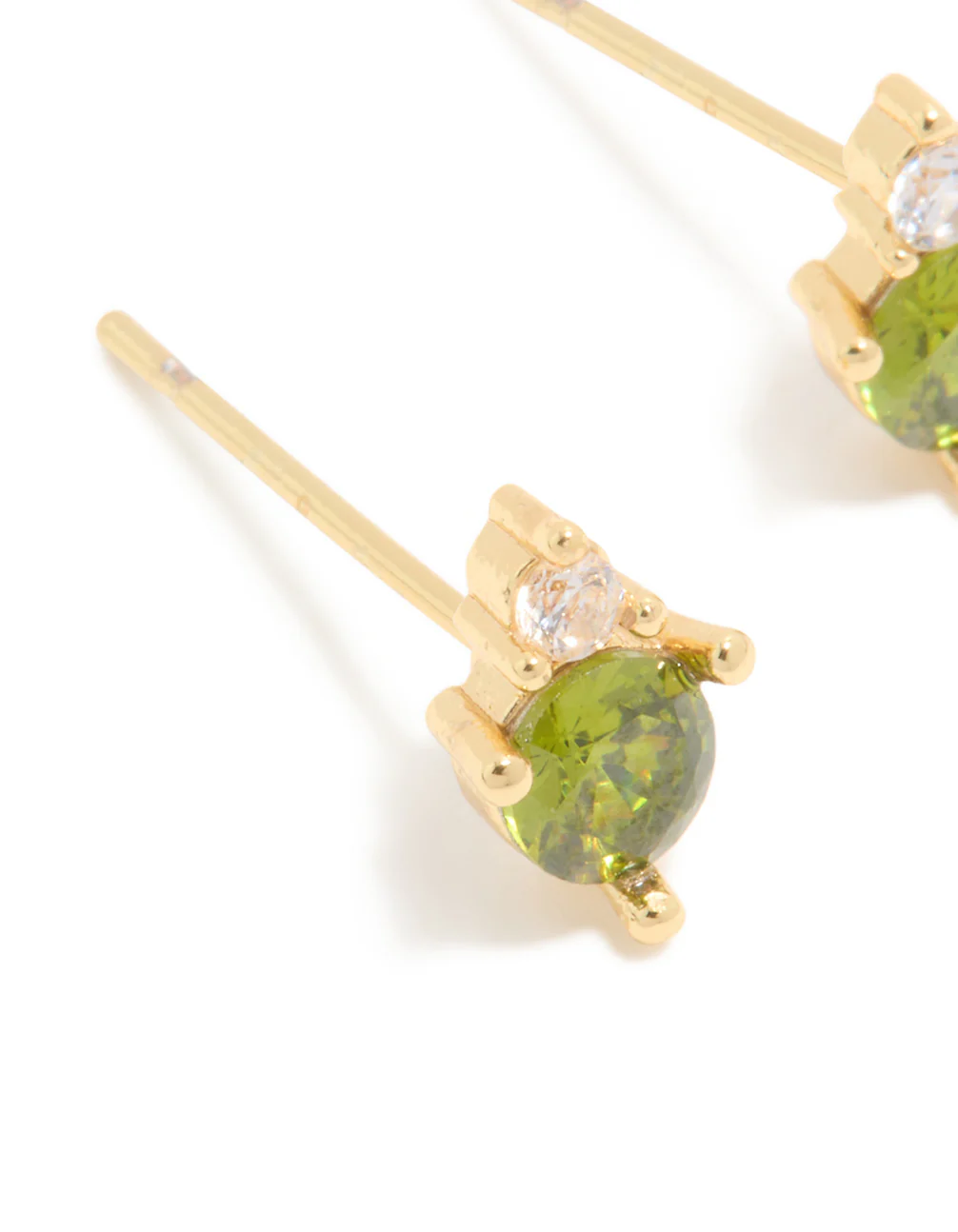 Waterproof Gold Plated Stainless Steel August Cubic Zirconia Birthstone Duo Stud Earrings - Image 4