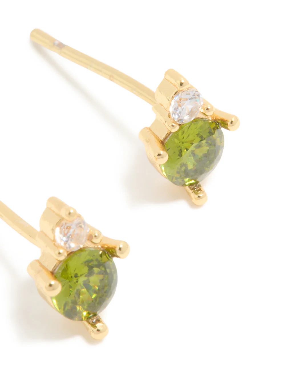 Waterproof Gold Plated Stainless Steel August Cubic Zirconia Birthstone Duo Stud Earrings - Image 5
