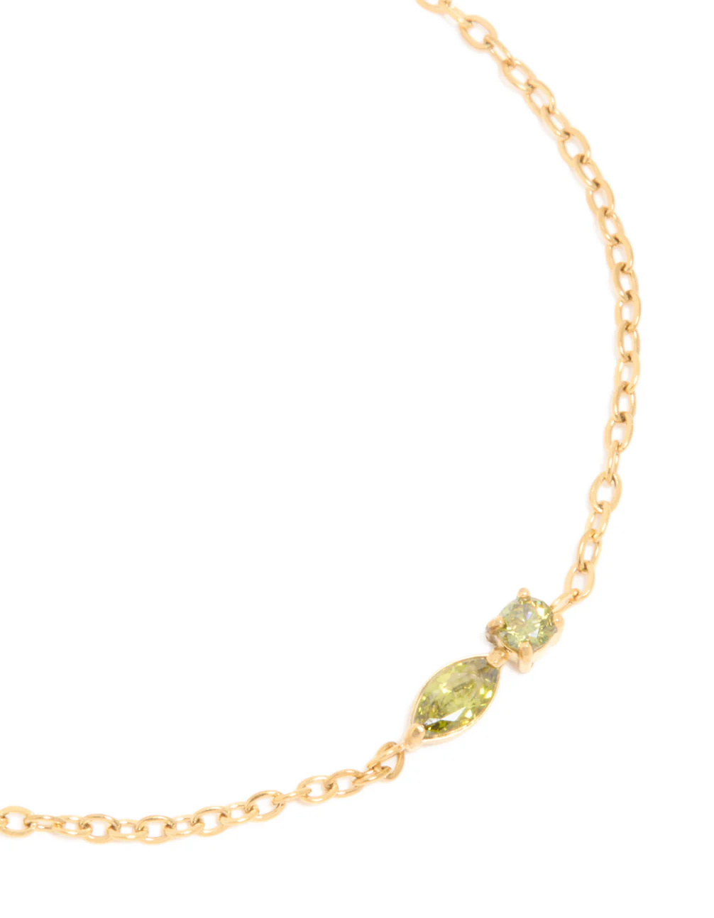 Waterproof Gold Plated Stainless Steel August Light Green Cubic Zirconia Birthstone Bracelet - Image 4