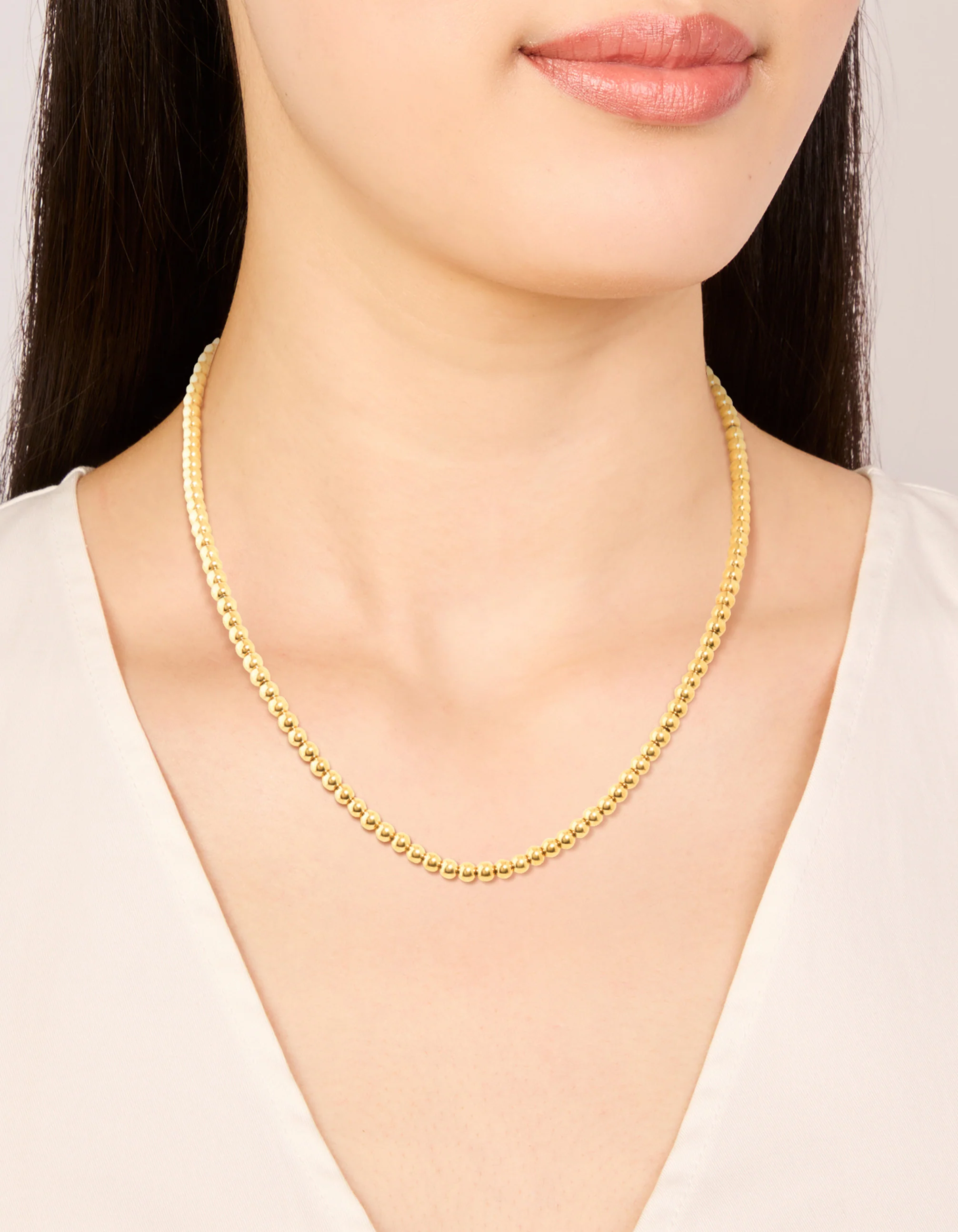 Waterproof Gold Plated Stainless Steel Ball Chain Necklace - Image 6