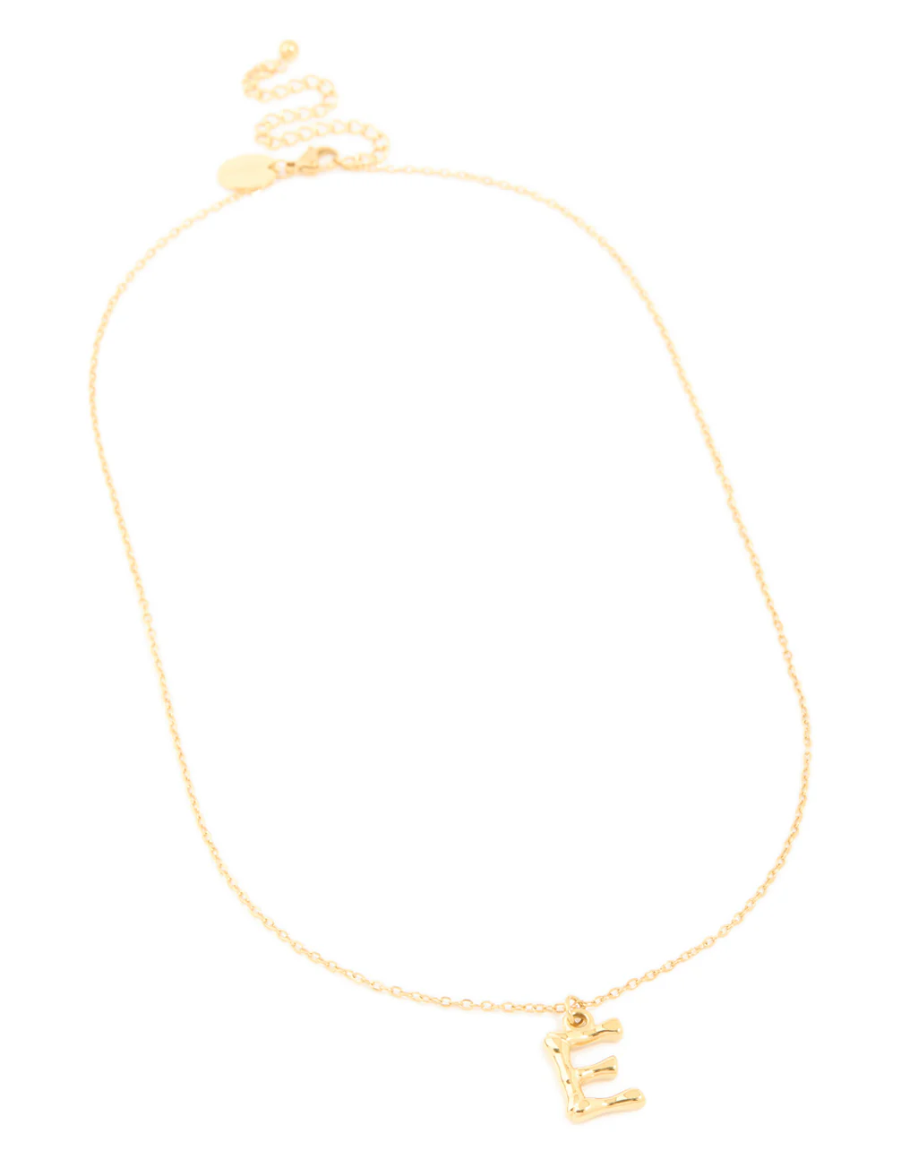 Waterproof Gold Plated Stainless Steel Bamboo Letter E Necklace - Image 4