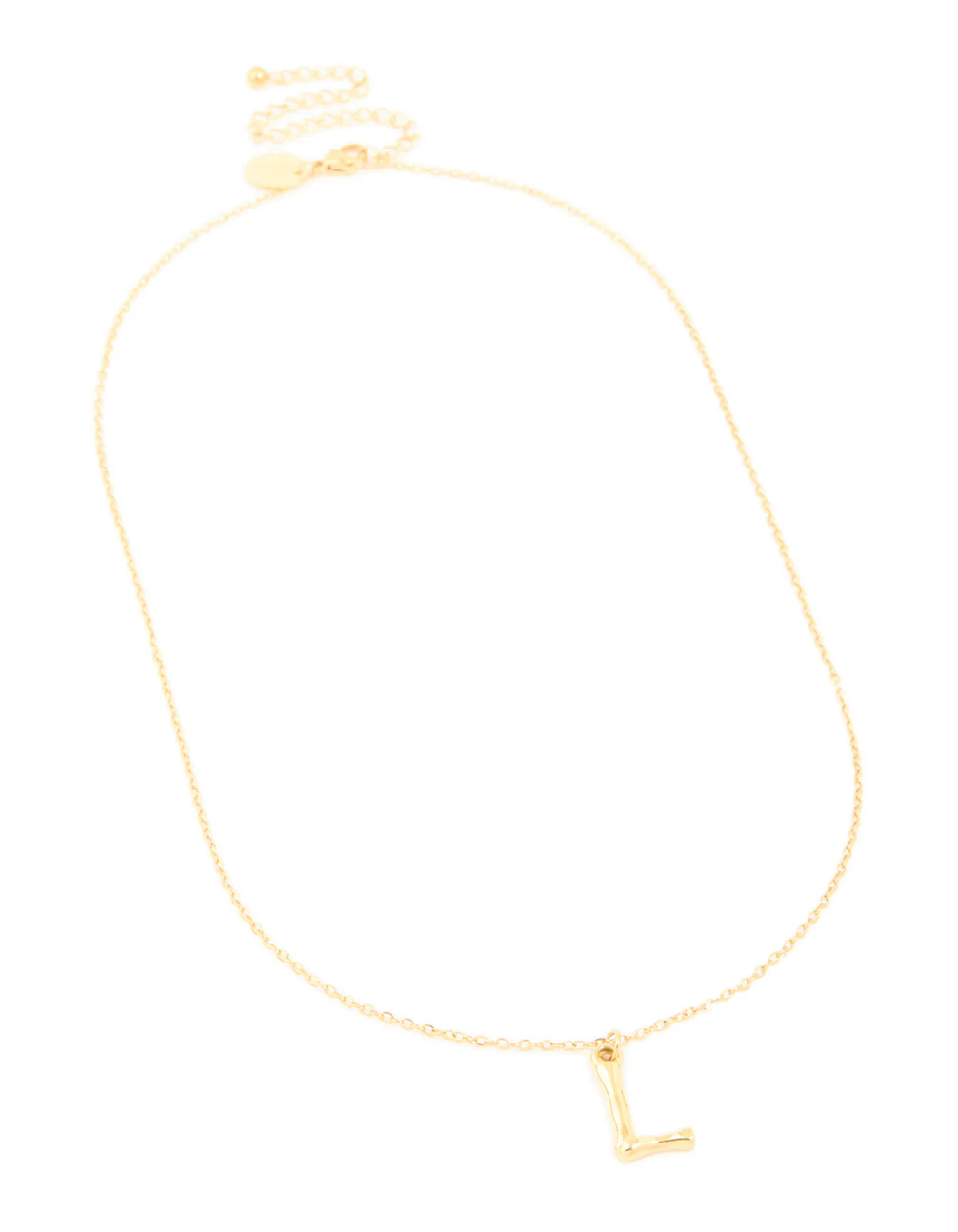Waterproof Gold Plated Stainless Steel Bamboo Letter L Necklace - Image 4