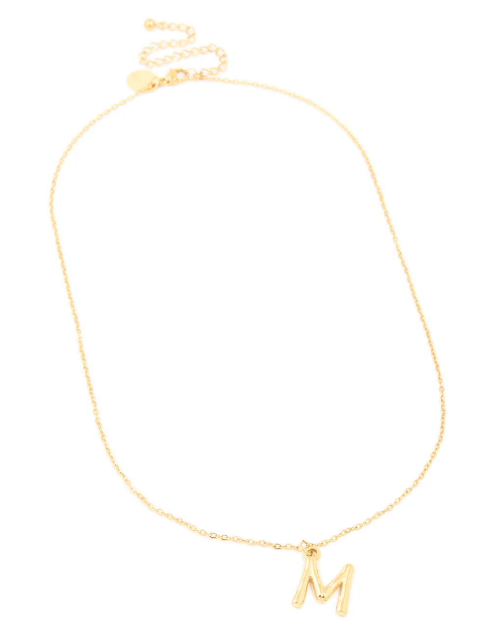 Waterproof Gold Plated Stainless Steel Bamboo Letter M Necklace - Image 4