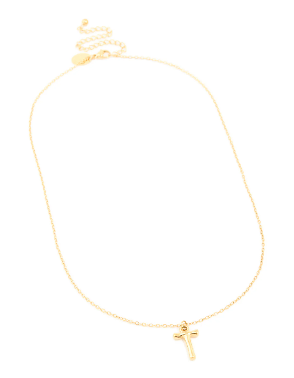 Waterproof Gold Plated Stainless Steel Bamboo Letter T Necklace - Image 2