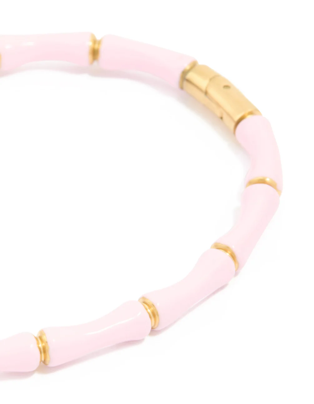 Waterproof Gold Plated Stainless Steel Bamboo Pink Enamel Bangle - Image 4