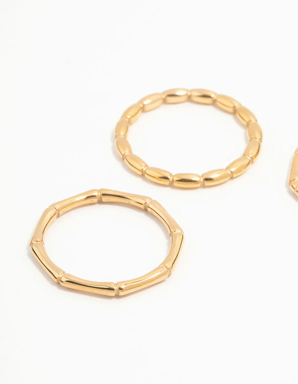 Waterproof Gold Plated Stainless Steel Bamboo Rings 3-Pack - Image 2