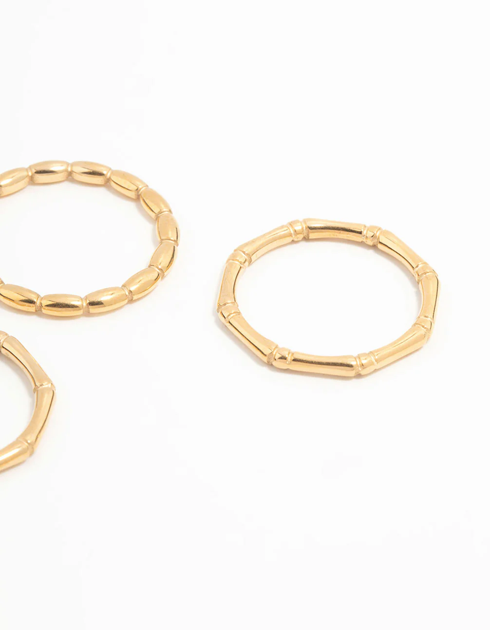 Waterproof Gold Plated Stainless Steel Bamboo Rings 3-Pack - Image 3