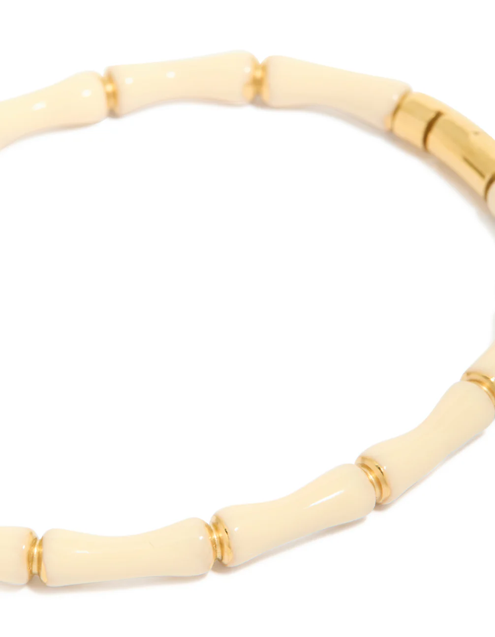 Waterproof Gold Plated Stainless Steel Bamboo White Enamel Bangle - Image 2
