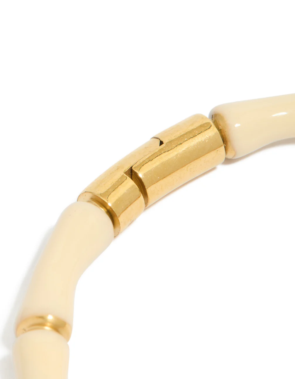 Waterproof Gold Plated Stainless Steel Bamboo White Enamel Bangle - Image 3