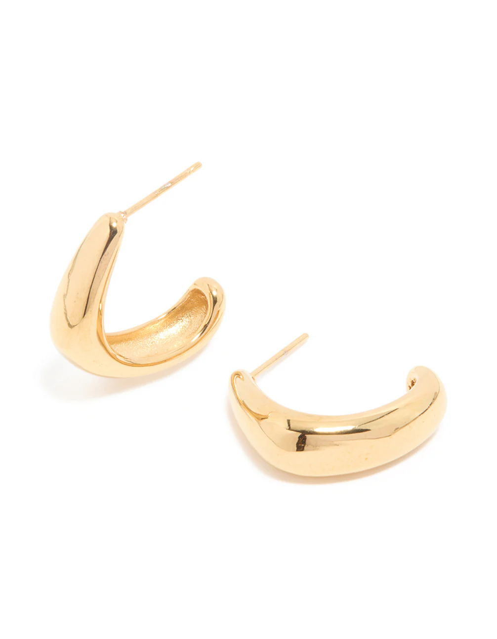 Waterproof Gold Plated Stainless Steel Banana Shape Hoop Earrings - Image 2