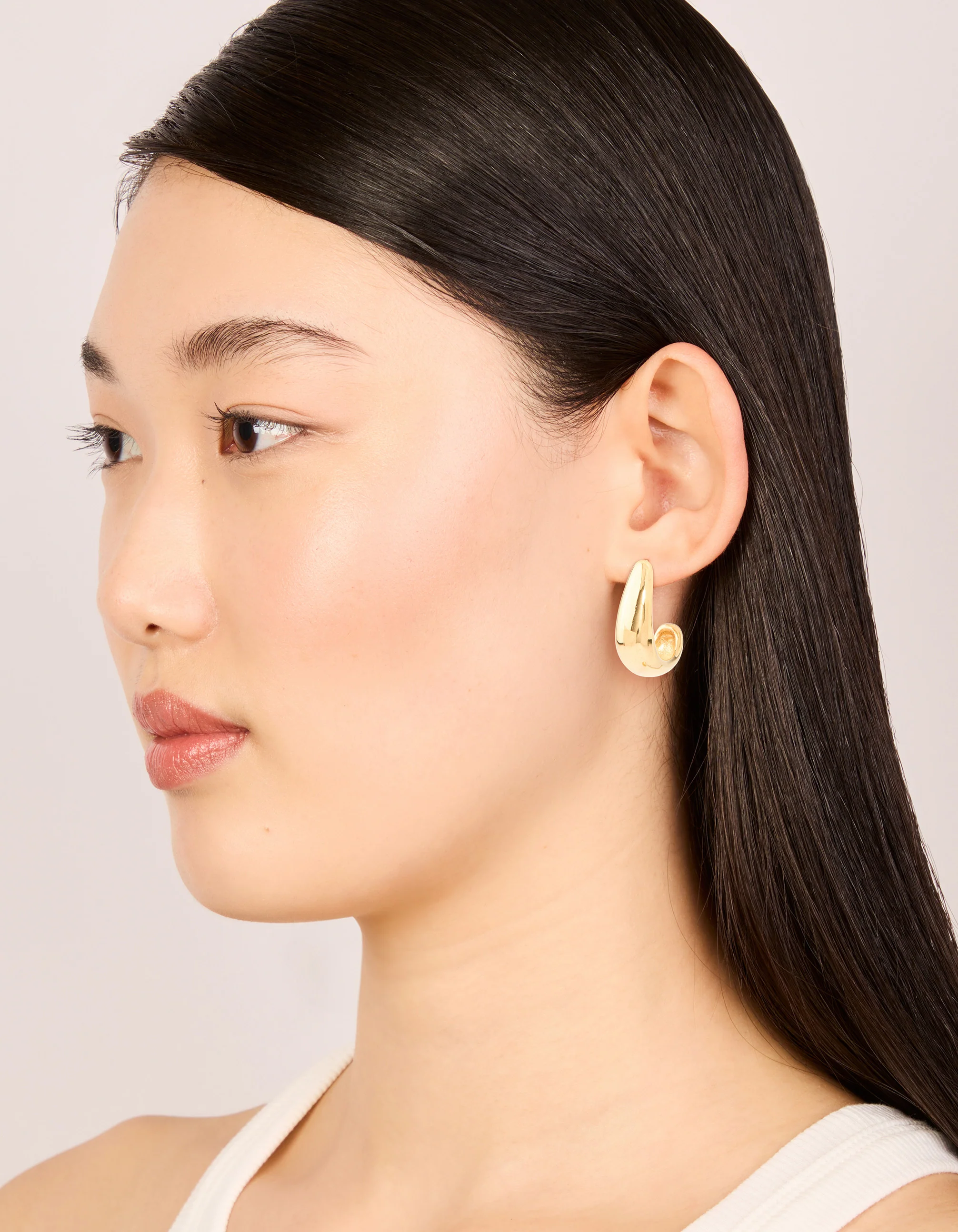 Waterproof Gold Plated Stainless Steel Banana Shape Hoop Earrings - Image 3