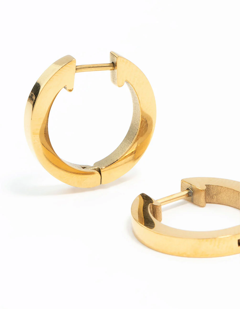 Waterproof Gold Plated Stainless Steel Basic Clicker Hoop Earrings - Image 4