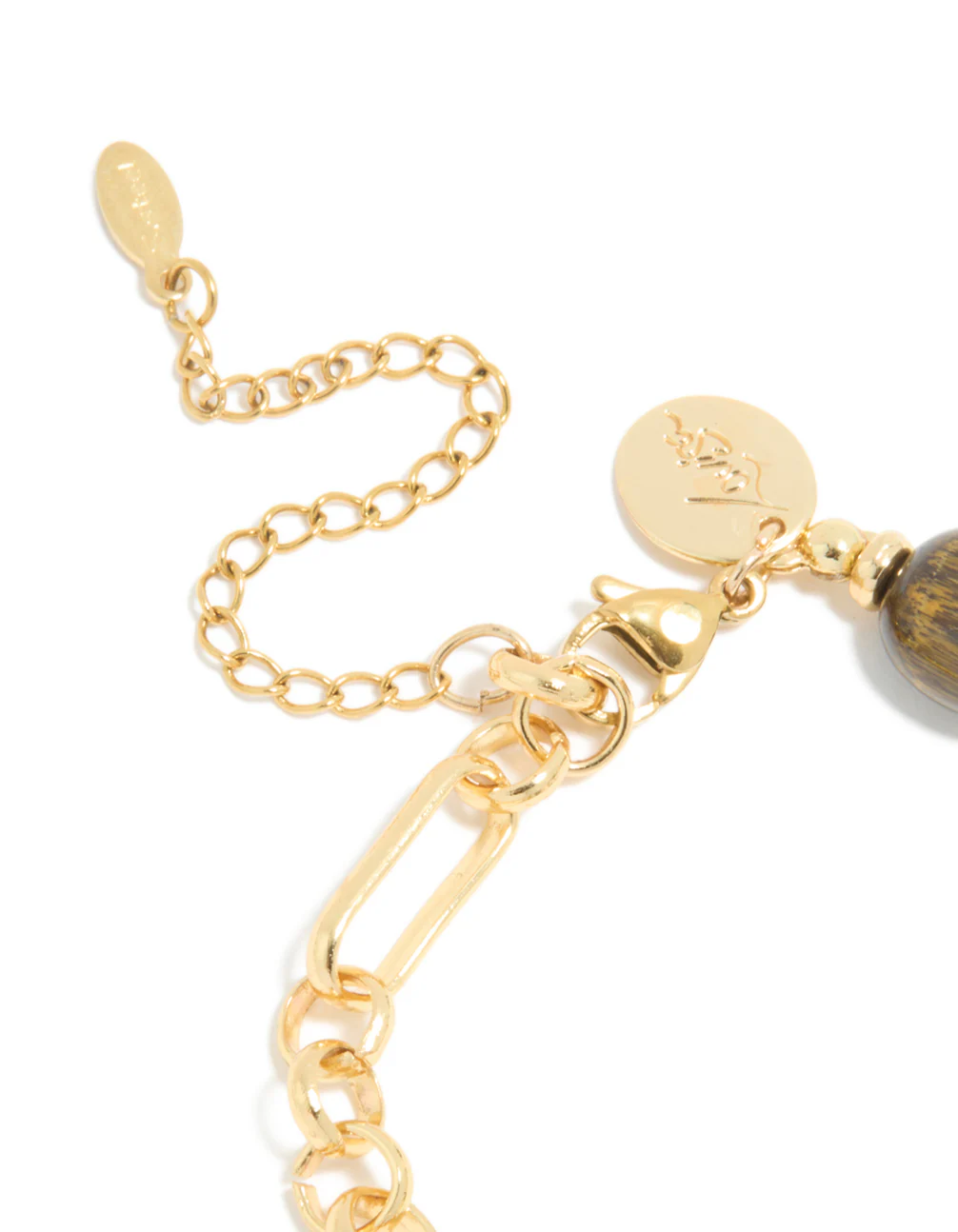 Waterproof Gold Plated Stainless Steel Bead & Tigers Eye Semi Precious Stone Beads Bracelet - Image 5
