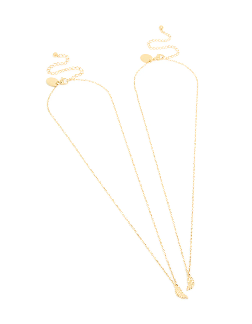 Waterproof Gold Plated Stainless Steel BFF Angel Wings Necklaces 2-Pack - Image 2