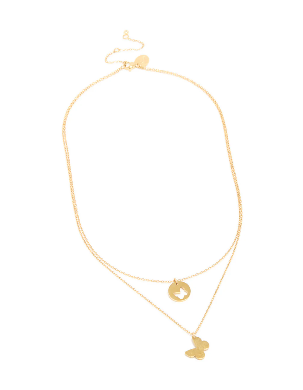 Waterproof Gold Plated Stainless Steel BFF Butterfly Layered Necklace - Image 2