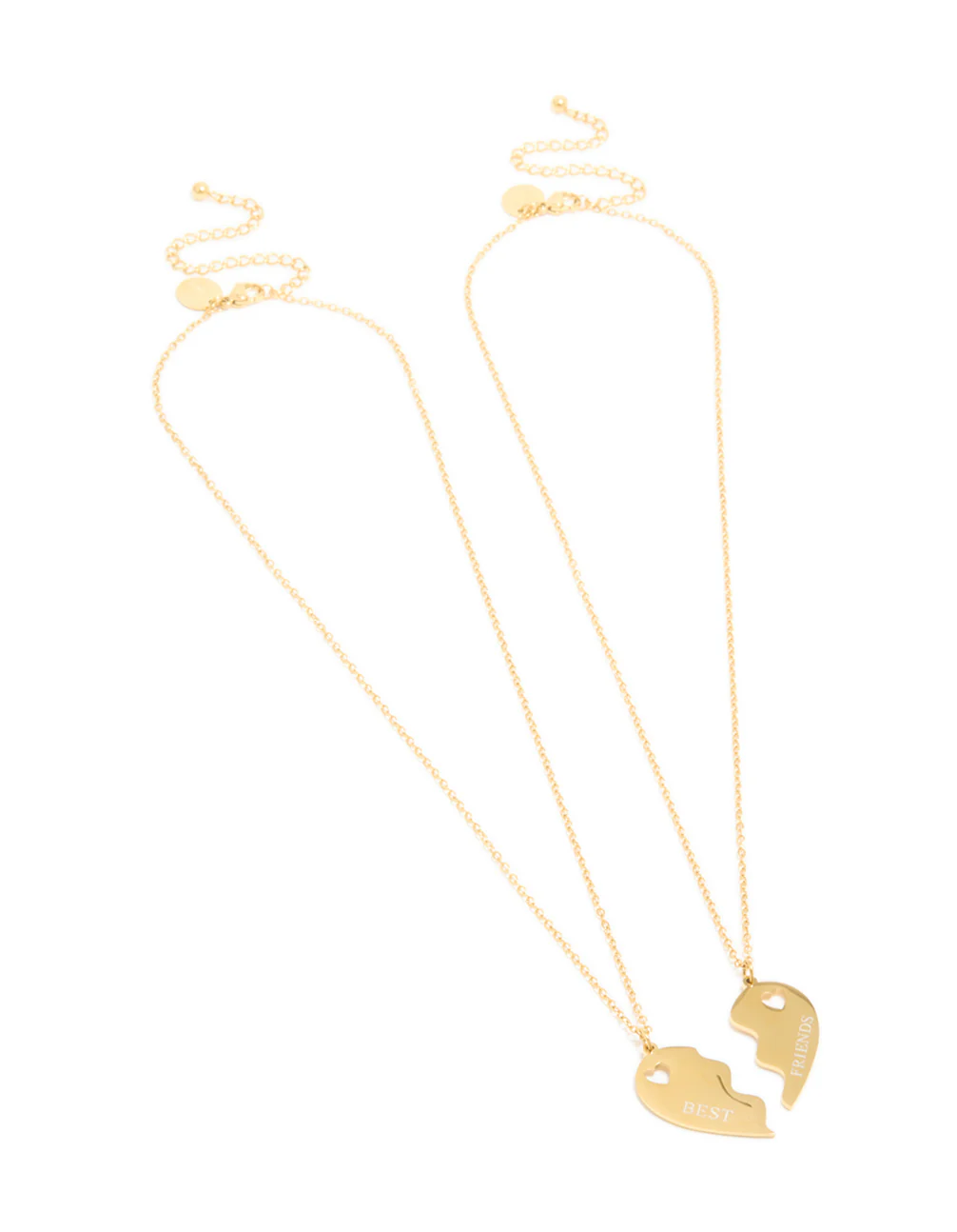 Waterproof Gold Plated Stainless Steel BFF Heart Necklaces 2-Pack - Image 2