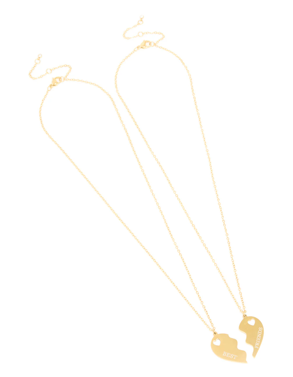 Waterproof Gold Plated Stainless Steel BFF Heart Necklaces 2-Pack - Image 2