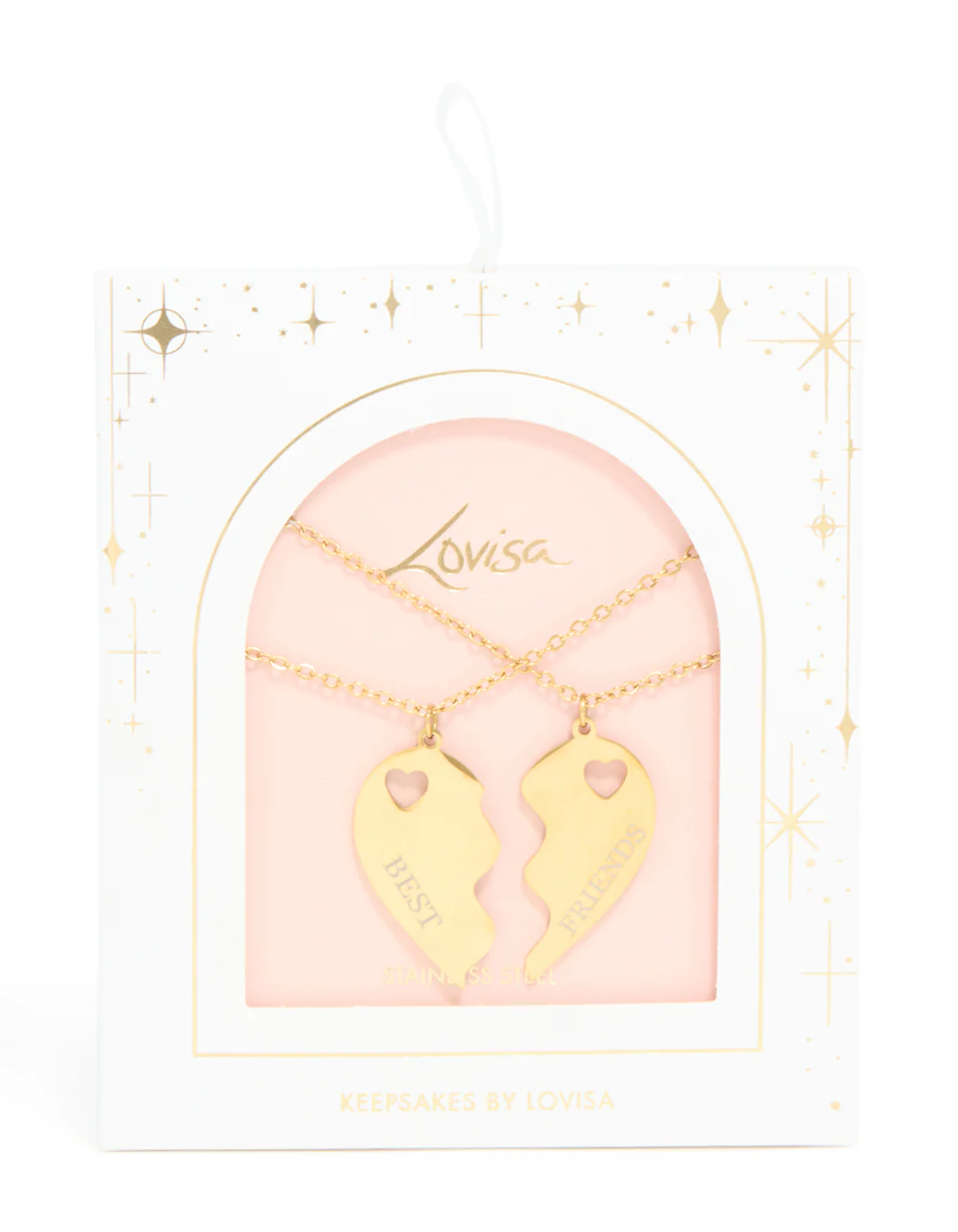 Waterproof Gold Plated Stainless Steel BFF Heart Necklaces 2-Pack - Image 3