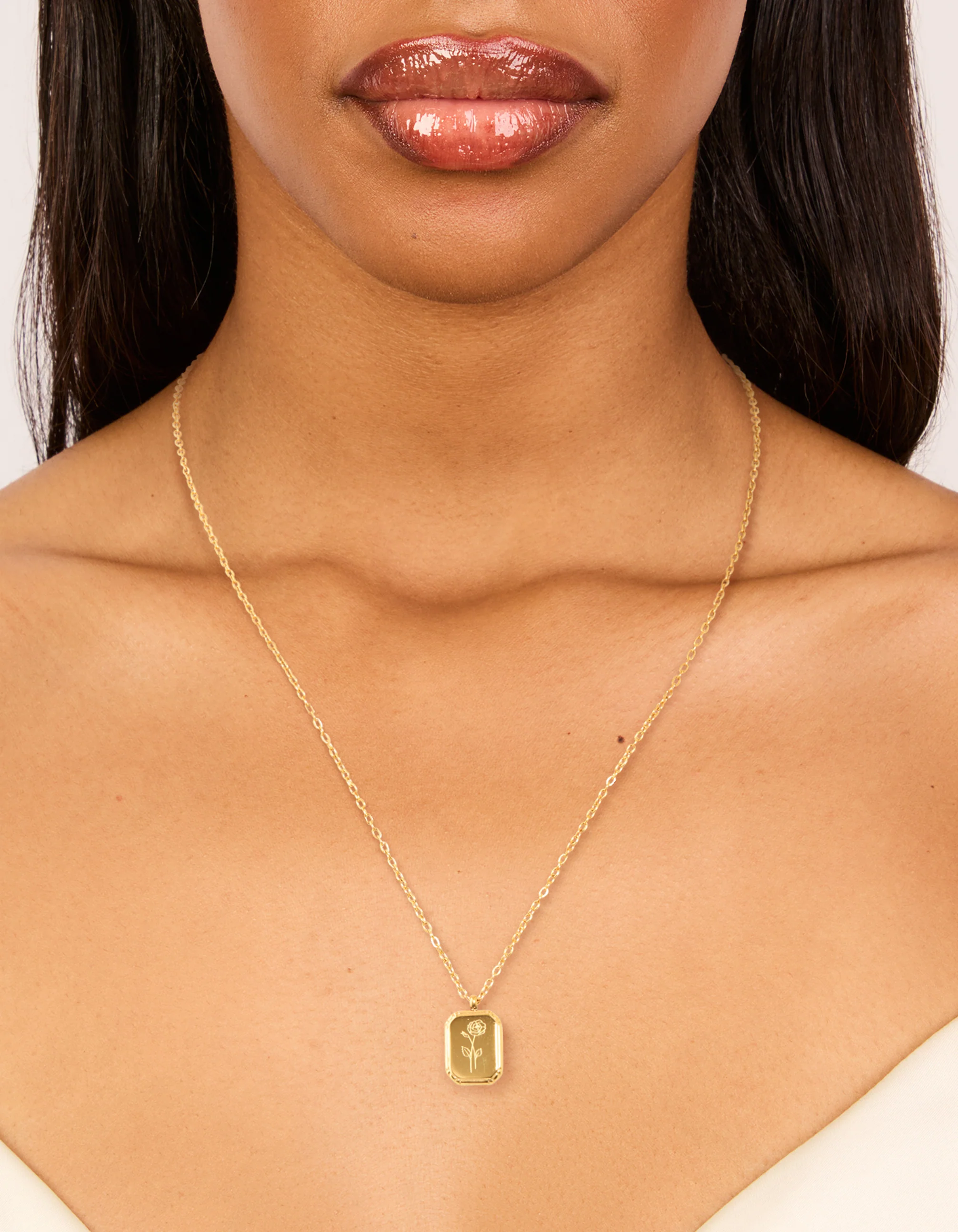 Waterproof Gold Plated Stainless Steel Birth Flower June Rose Necklace - Image 2