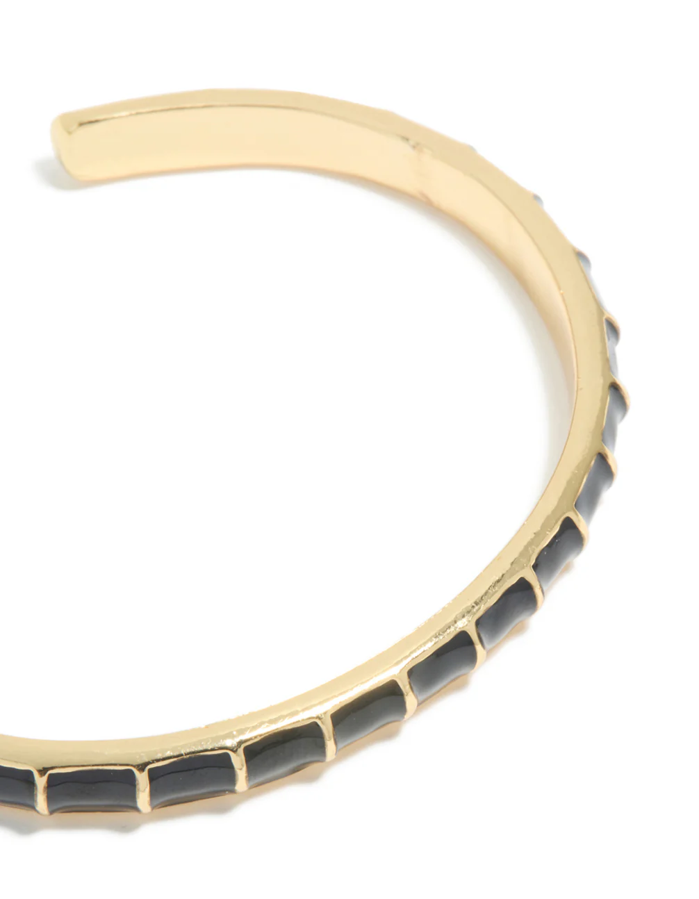 Waterproof Gold Plated Stainless Steel Black Enamel Bamboo Wrist Cuff - Image 4