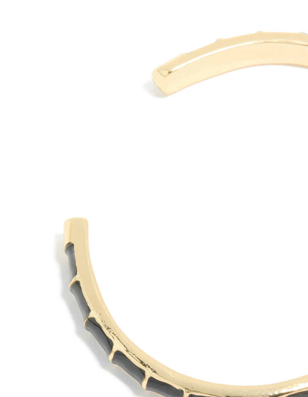 Waterproof Gold Plated Stainless Steel Black Enamel Bamboo Wrist Cuff - Image 5
