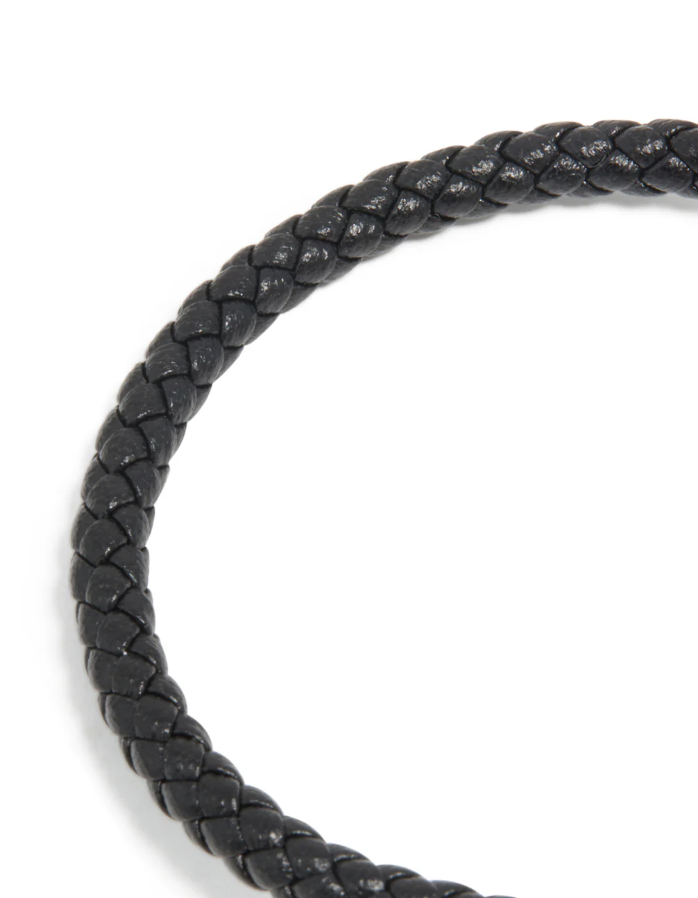 Waterproof Gold Plated Stainless Steel Black PU Leather Braided Chunky Link Bracelet - Image 4
