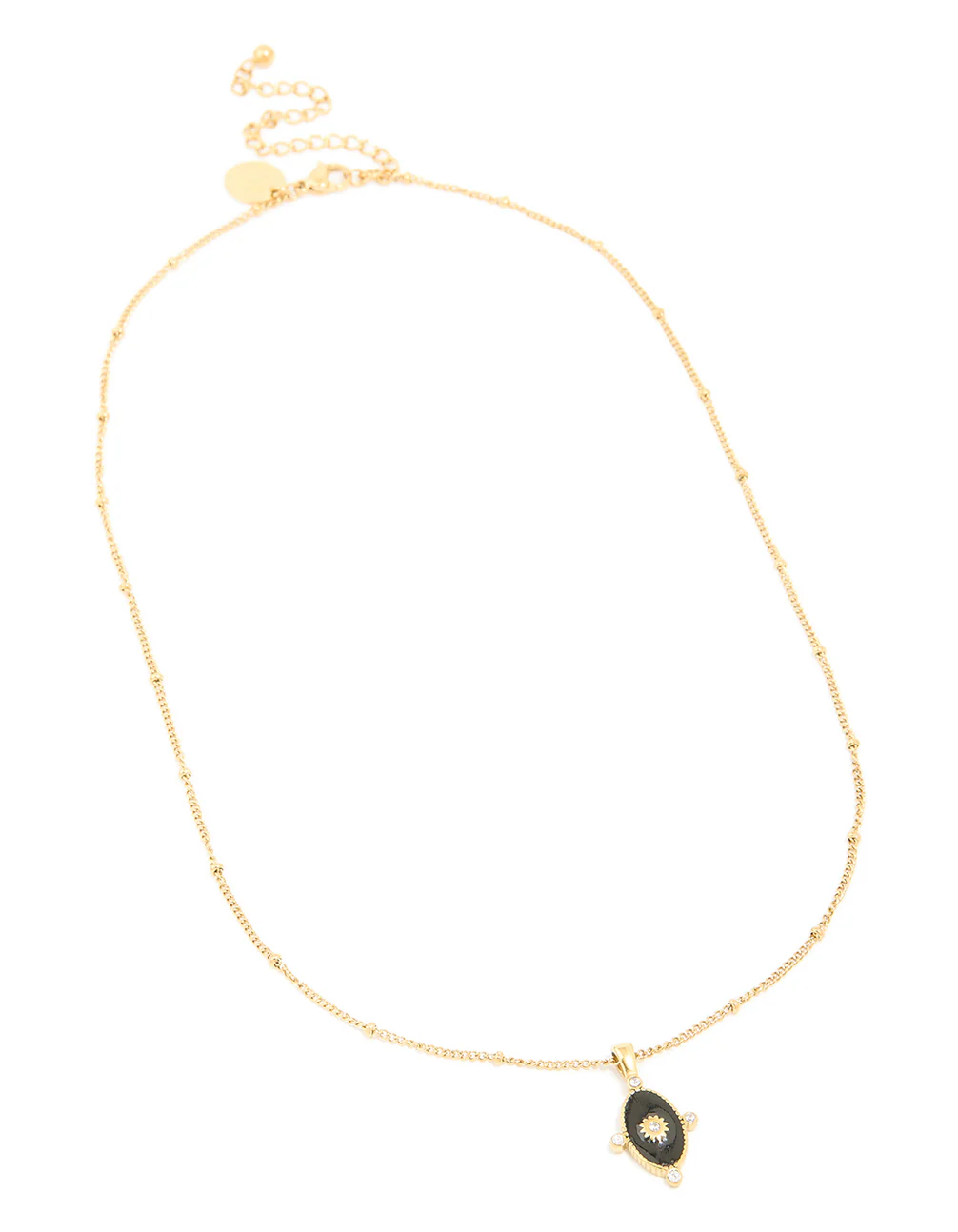 Waterproof Gold Plated Stainless Steel Black Tab Necklace - Image 4