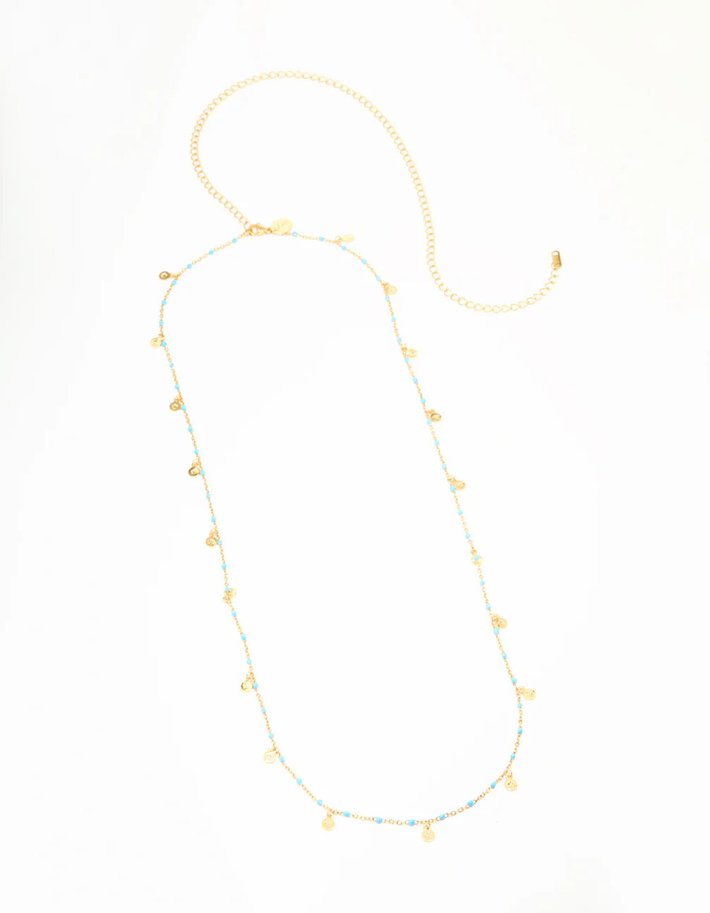 Waterproof Gold Plated Stainless Steel Blue Beaded Dainty Waist Chain - Image 3