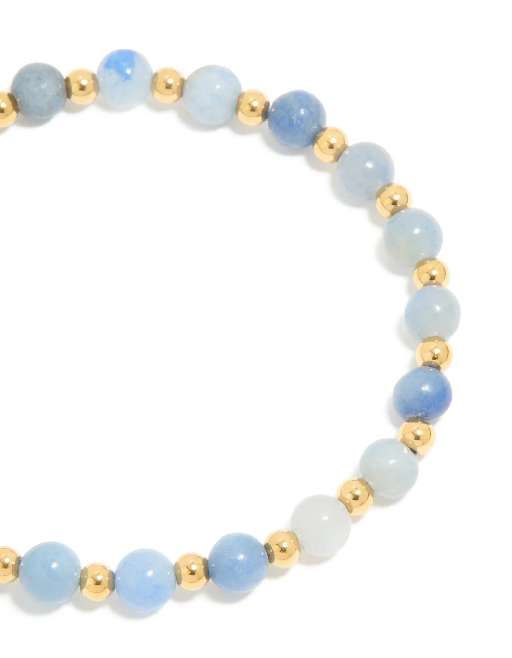 Waterproof Gold Plated Stainless Steel Blue Beaded Stretch Bracelet - Image 4