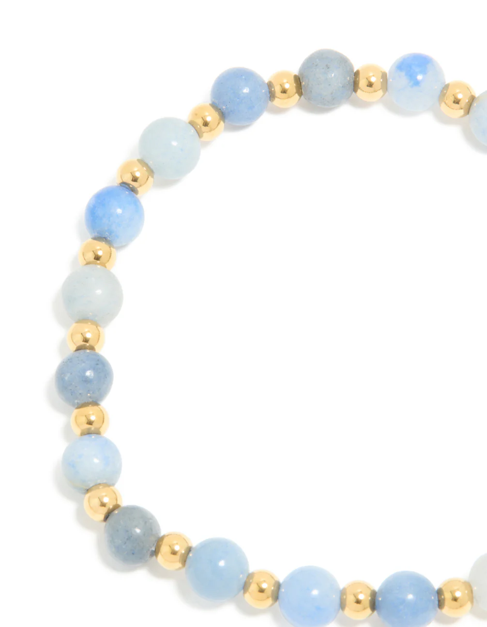 Waterproof Gold Plated Stainless Steel Blue Beaded Stretch Bracelet - Image 5