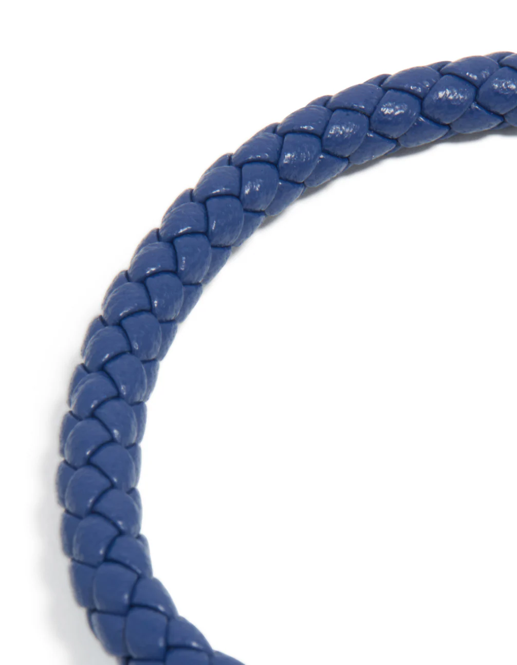Waterproof Gold Plated Stainless Steel Blue PU Leather Braided Chunky Link Bracelet - Image 4