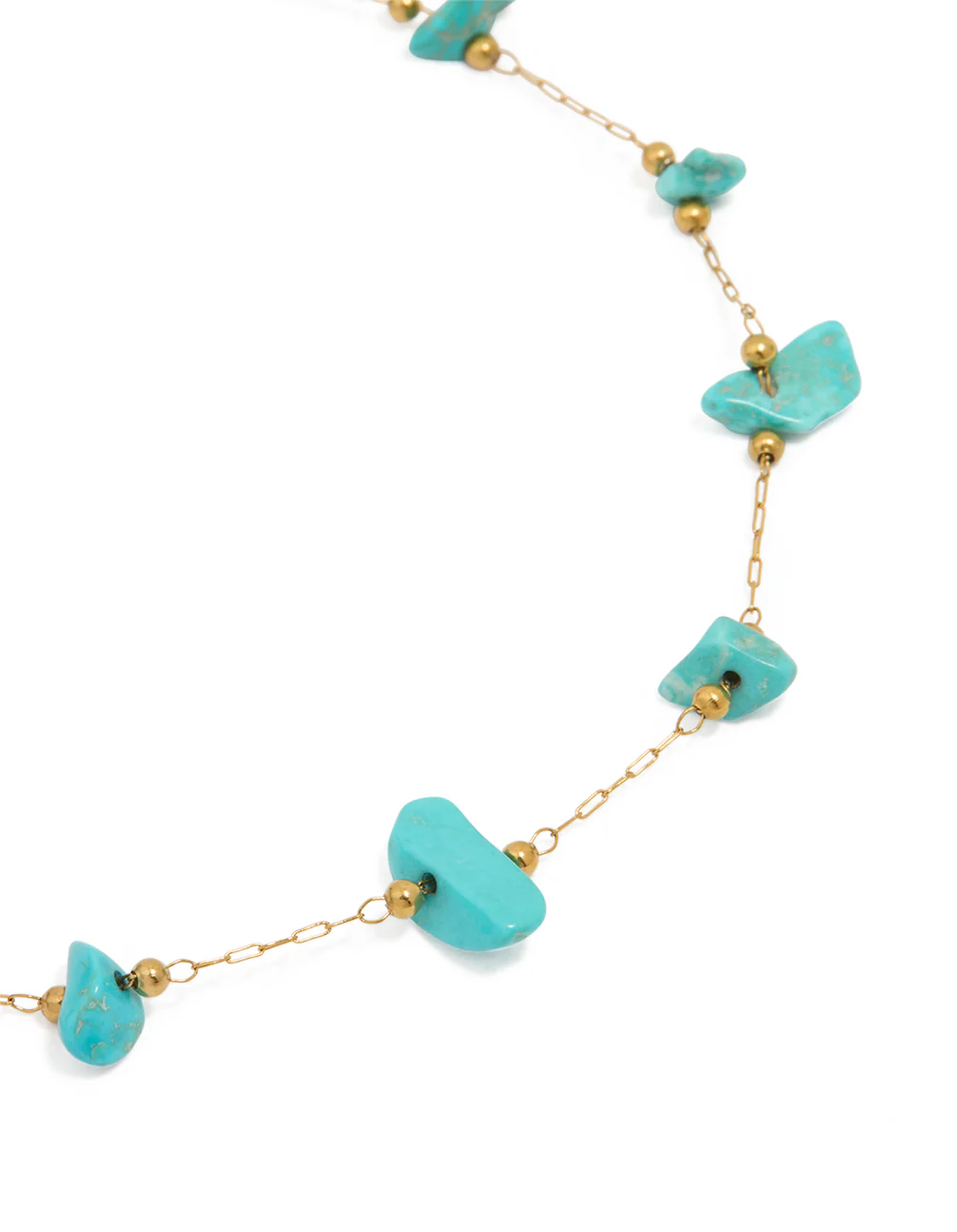 Waterproof Gold Plated Stainless Steel Blue Semi Precious Stone Anklet - Image 2