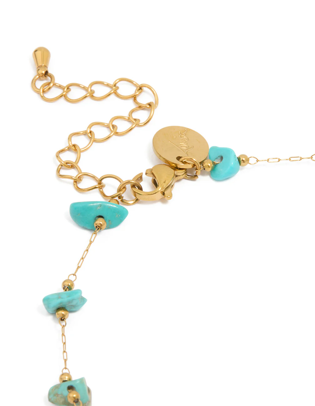 Waterproof Gold Plated Stainless Steel Blue Semi Precious Stone Anklet - Image 3
