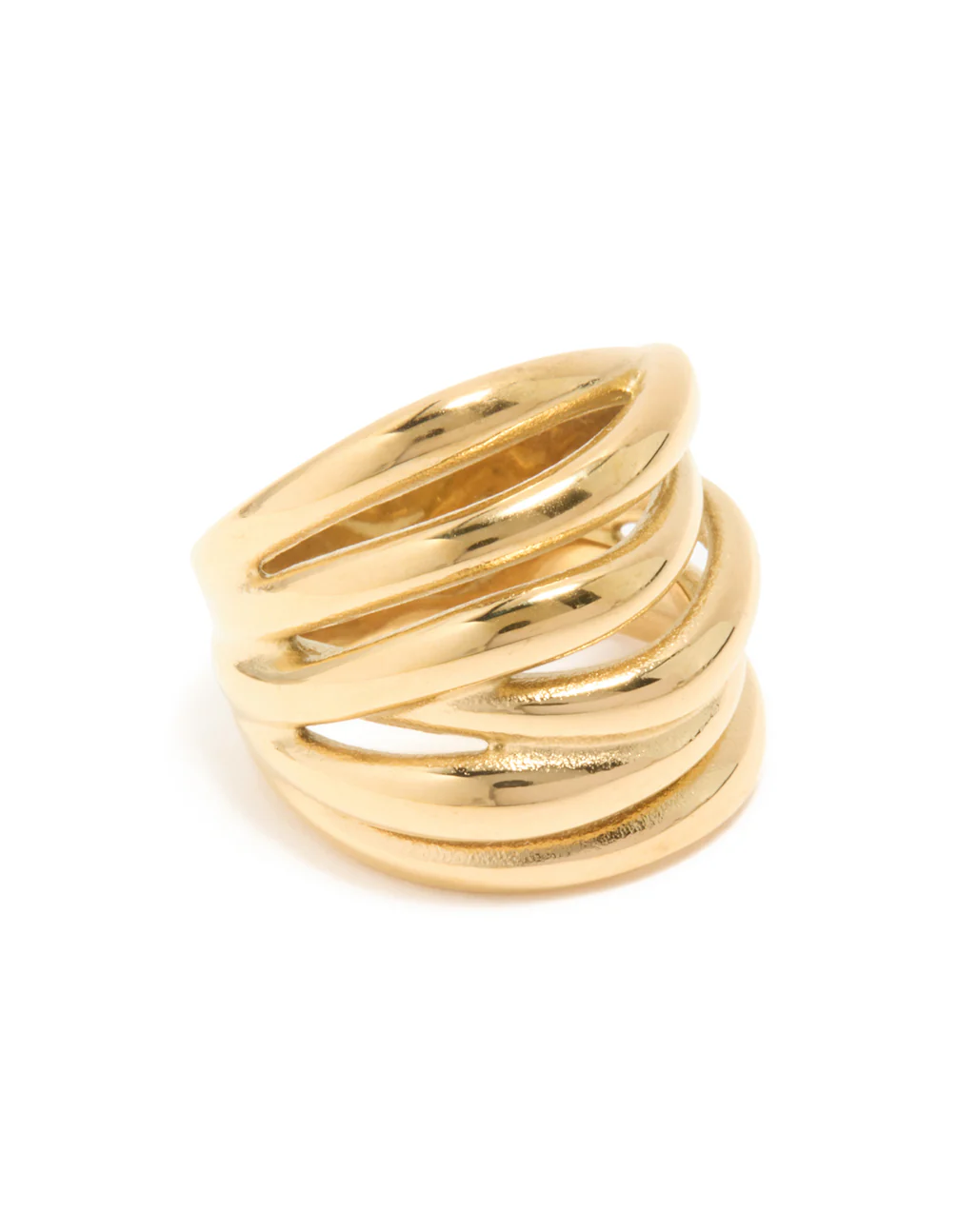 Waterproof Gold Plated Stainless Steel Bold Stacked Line Ring - Image 2