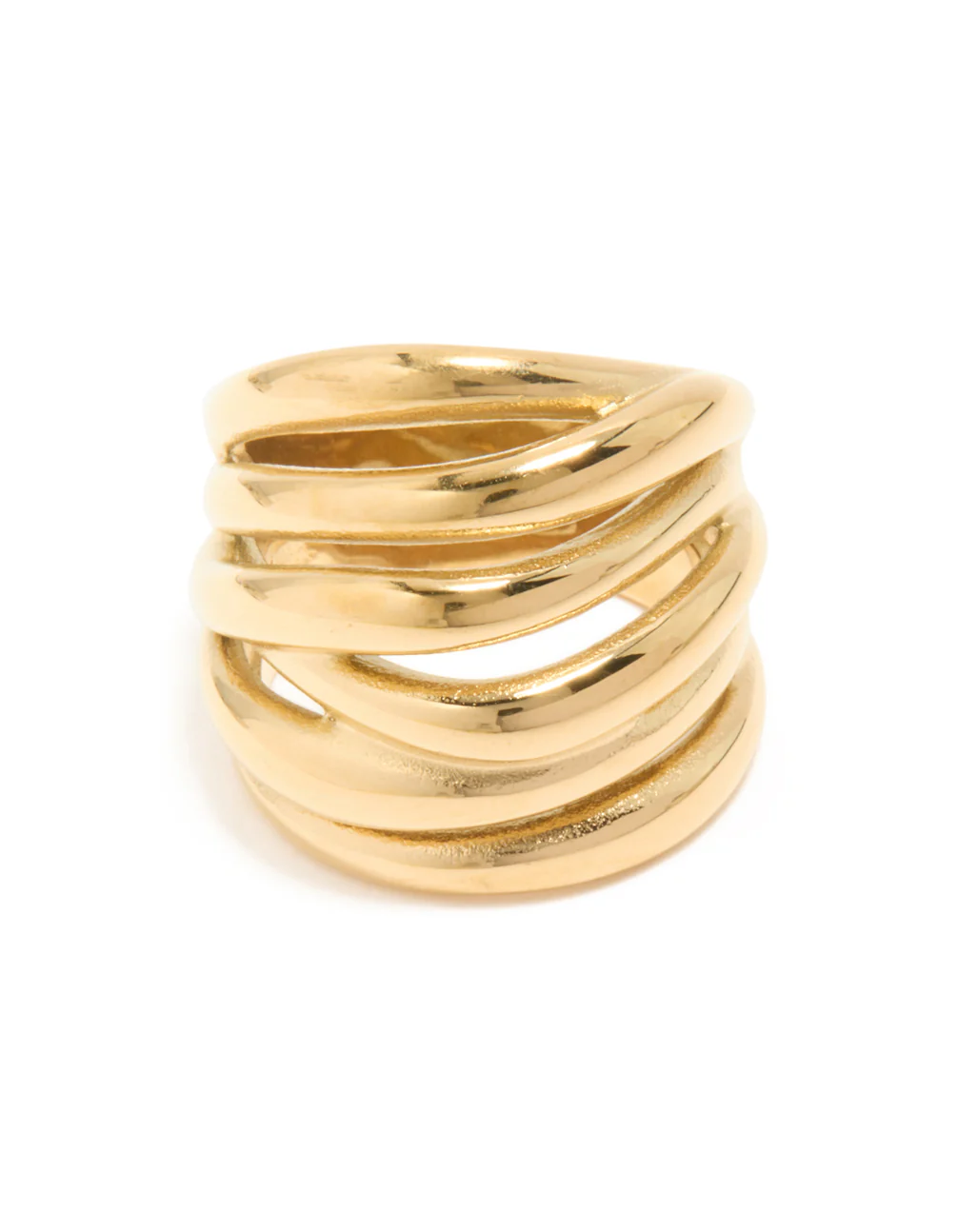 Waterproof Gold Plated Stainless Steel Bold Stacked Line Ring - Image 5